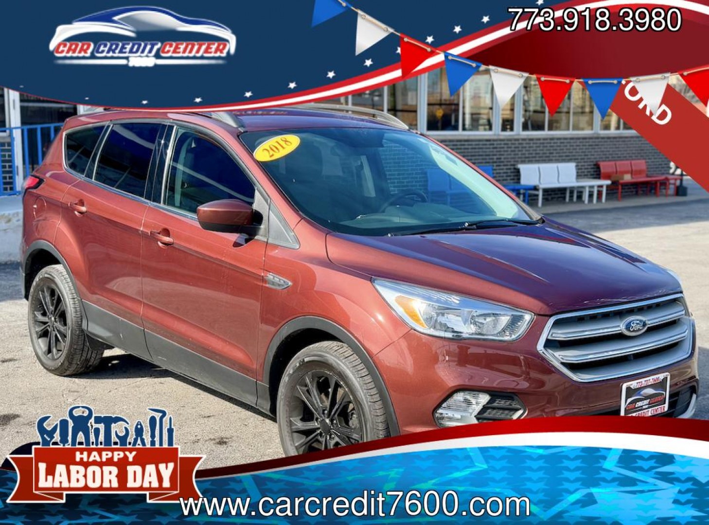 2018 RED Ford Escape SE FWD (1FMCU0GD7JU) with an 1.5L L4 DOHC 16V engine, 6A transmission, located at 7600 S Western Ave., Chicago, IL, 60620, (773) 918-3980, 0.000000, 0.000000- Photo#0