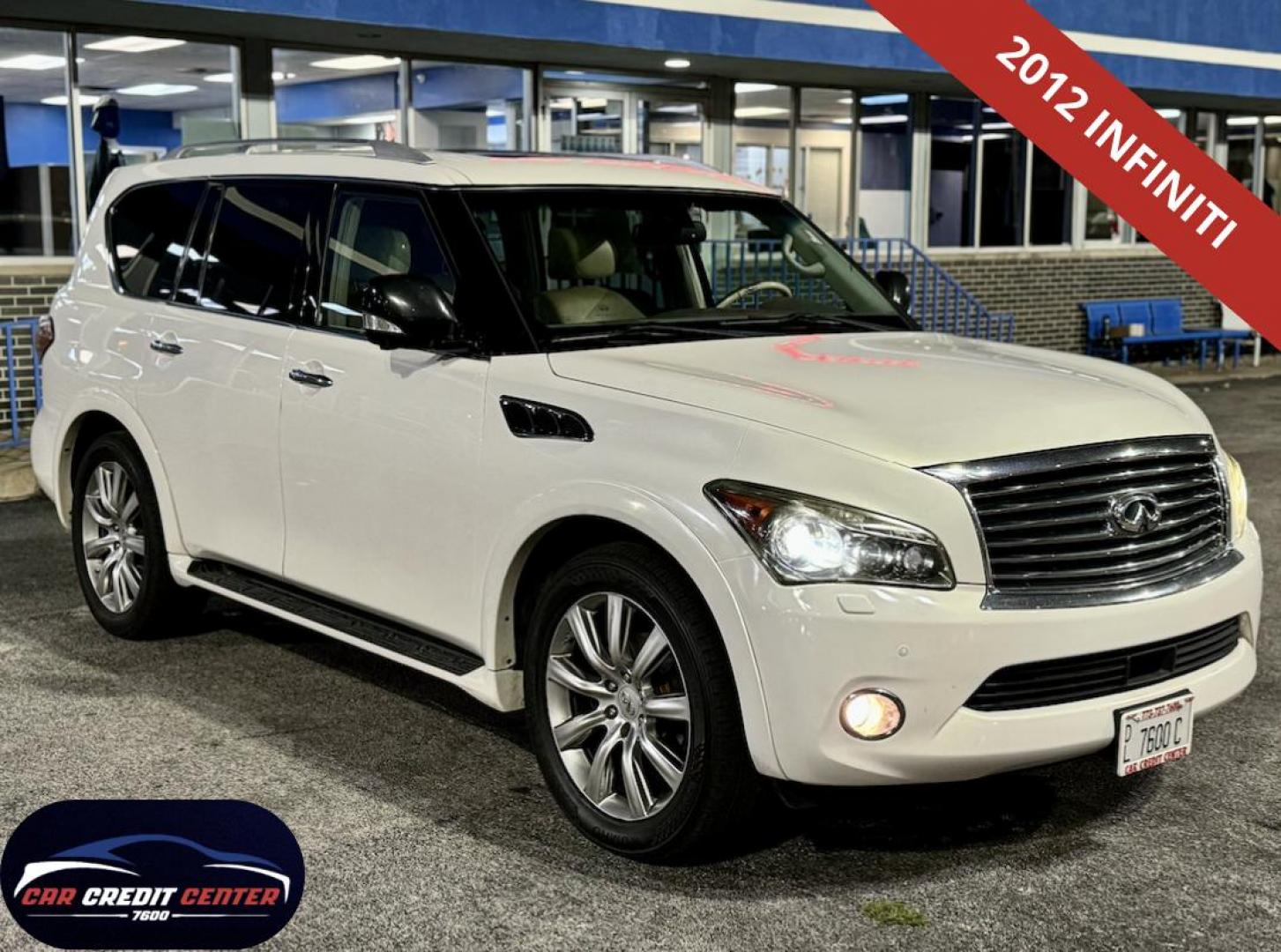 2012 WHITE Infiniti QX56 4WD (JN8AZ2NE4C9) with an 5.6L V8 DOHC 32V engine, 5-Speed Automatic transmission, located at 7600 S Western Ave., Chicago, IL, 60620, (773) 918-3980, 0.000000, 0.000000 - Photo#0