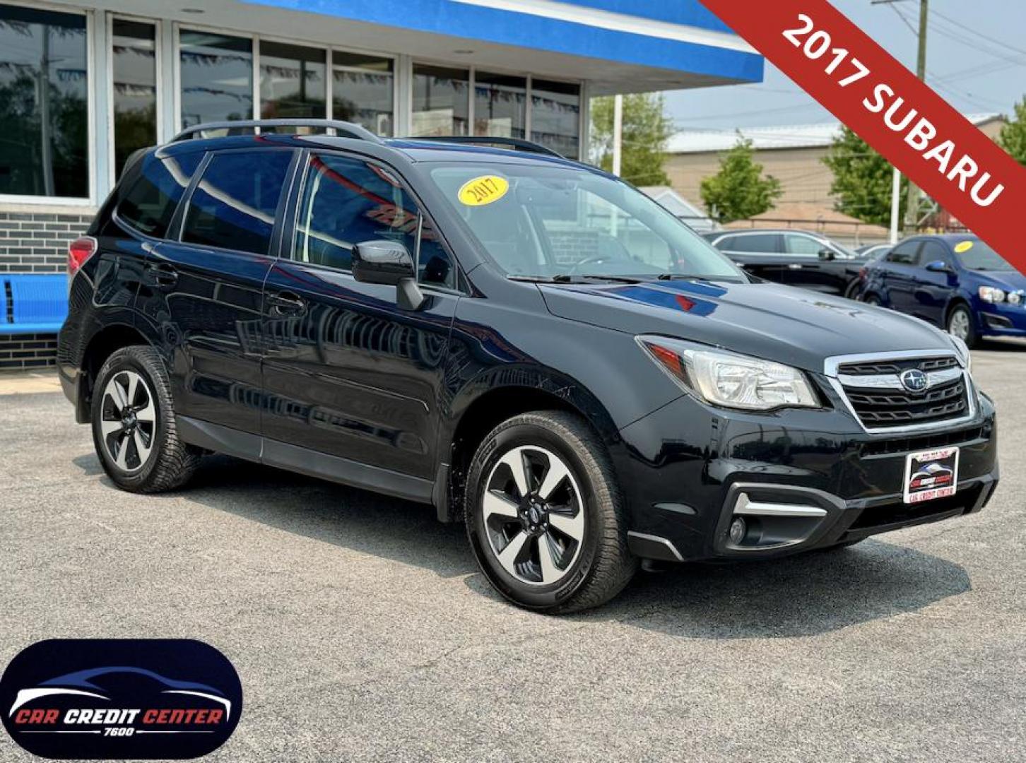 2017 BLACK Subaru Forester 2.5i Premium PZEV CVT (JF2SJAGC2HH) with an 2.5L H4 SOHC 16V engine, CVT transmission, located at 7600 S Western Ave., Chicago, IL, 60620, (773) 918-3980, 0.000000, 0.000000 - Photo#0