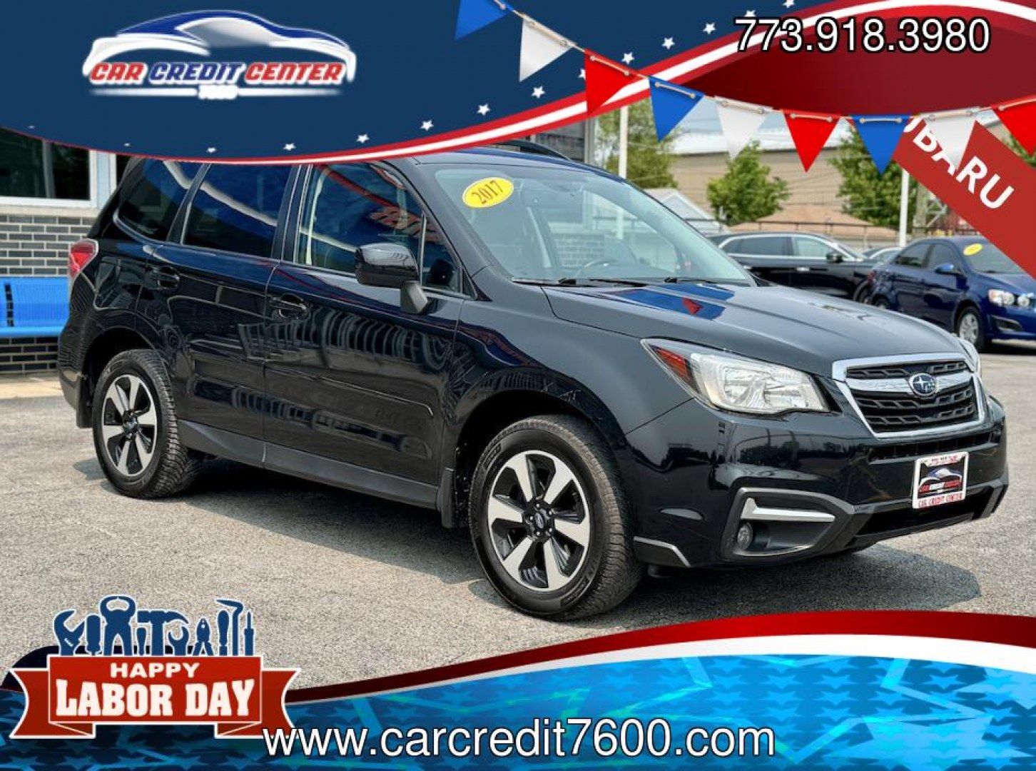 2017 BLACK Subaru Forester 2.5i Premium PZEV CVT (JF2SJAGC2HH) with an 2.5L H4 SOHC 16V engine, CVT transmission, located at 7600 S Western Ave., Chicago, IL, 60620, (773) 918-3980, 0.000000, 0.000000- Photo#0