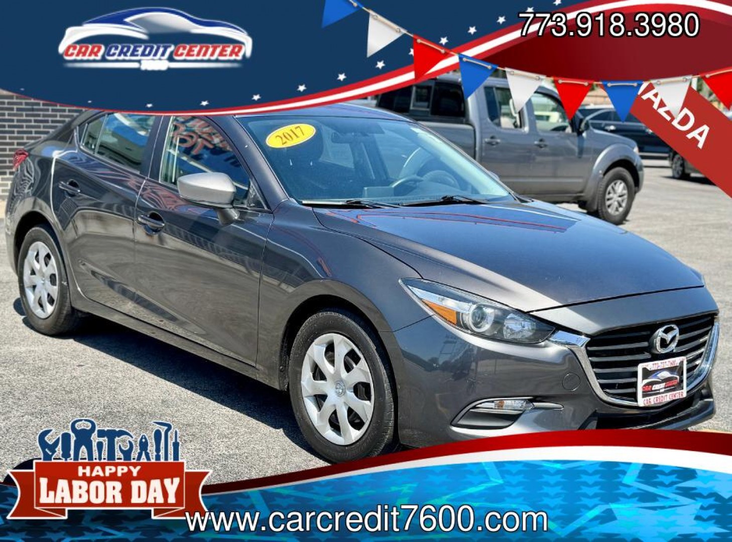 2017 GRAY Mazda MAZDA3 i Sport AT 4-Door (3MZBN1U70HM) with an 2.0L L4 DOHC 16V engine, 6A transmission, located at 7600 S Western Ave., Chicago, IL, 60620, (773) 918-3980, 0.000000, 0.000000- Photo#0