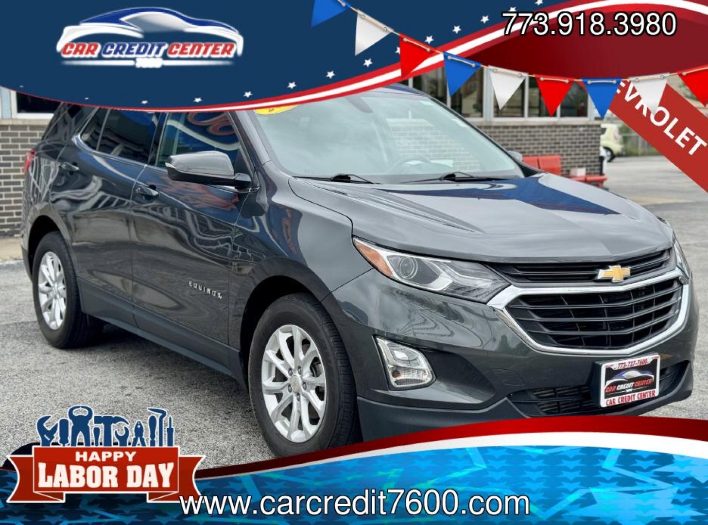 2019 GRAY Chevrolet Equinox LT 1.5 2WD (2GNAXKEV9K6) with an 1.5L L4 DIR DOHC 16V TURBO engine, 6A transmission, located at 7600 S Western Ave., Chicago, IL, 60620, (773) 918-3980, 0.000000, 0.000000- Photo#0