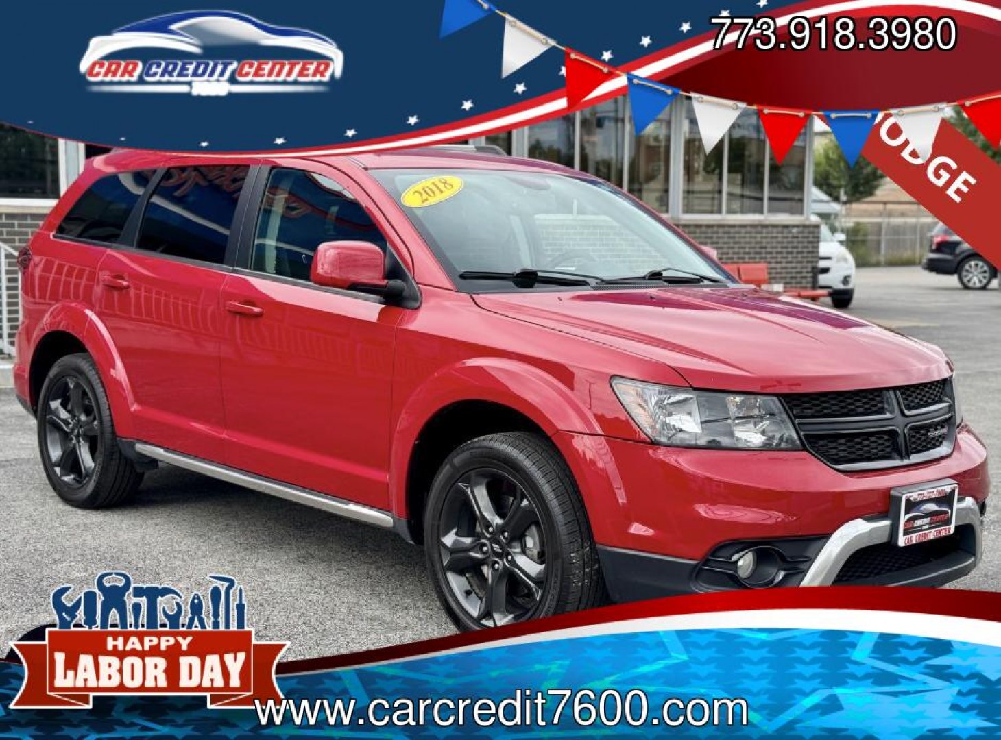 2018 RED Dodge Journey Crossroad FWD (3C4PDCGG5JT) with an 3.6L V6 DOHC 24V engine, 4A transmission, located at 7600 S Western Ave., Chicago, IL, 60620, (773) 918-3980, 0.000000, 0.000000- Photo#0