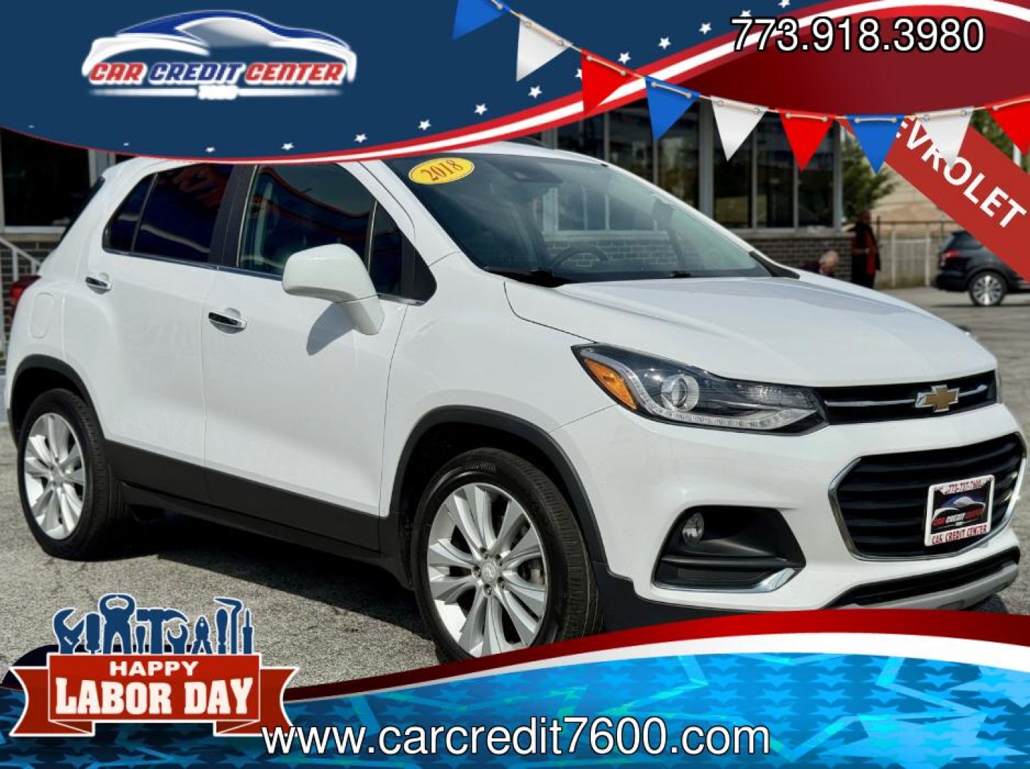2018 WHITE Chevrolet Trax Premier FWD (3GNCJMSB2JL) with an 1.4L L4 DOHC 16V engine, 6A transmission, located at 7600 S Western Ave., Chicago, IL, 60620, (773) 918-3980, 0.000000, 0.000000- Photo#0