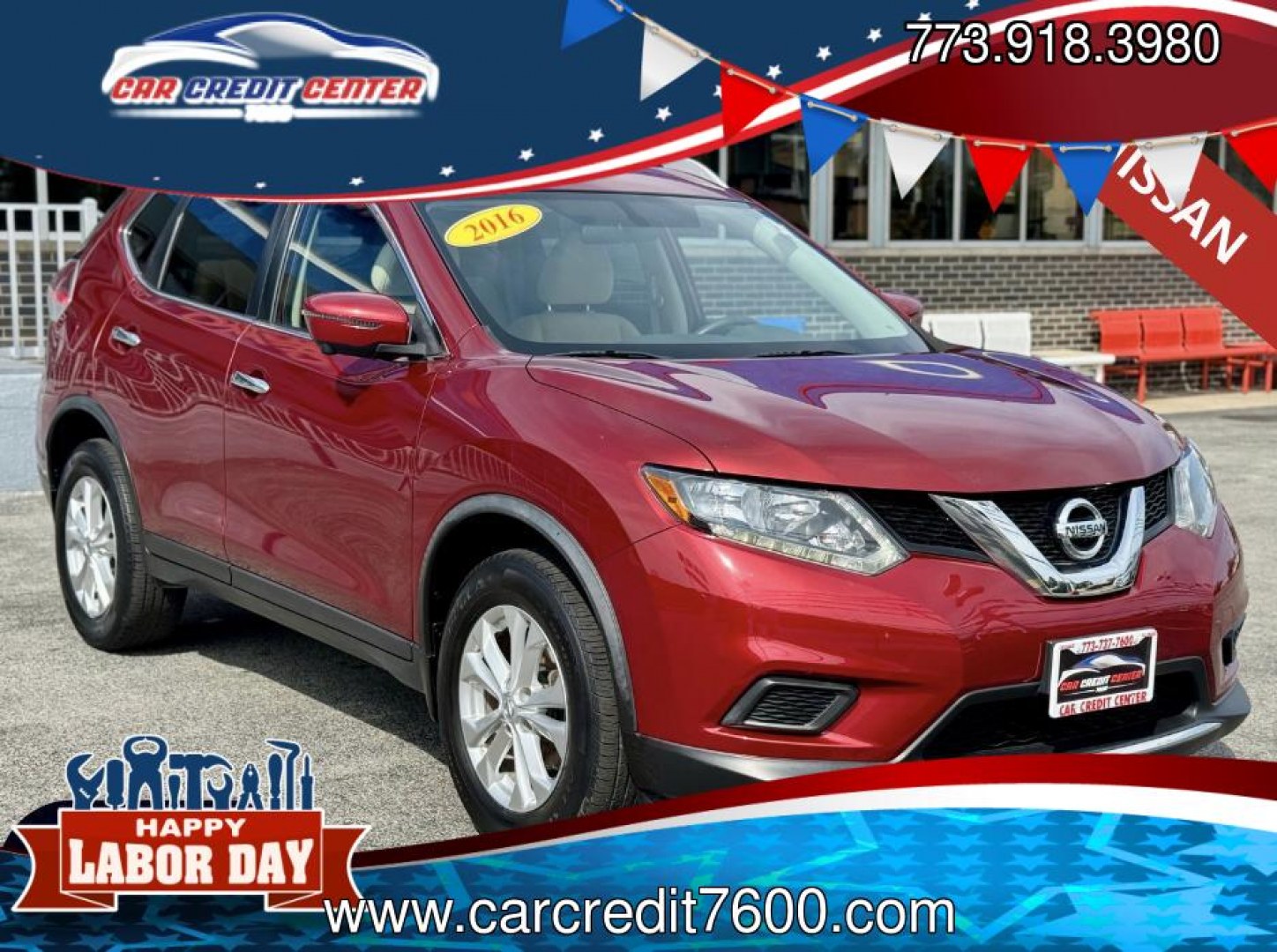 2016 RED Nissan Rogue S AWD (JN8AT2MVXGW) with an 2.5L L4 DOHC 16V engine, CVT transmission, located at 7600 S Western Ave., Chicago, IL, 60620, (773) 918-3980, 0.000000, 0.000000- Photo#0