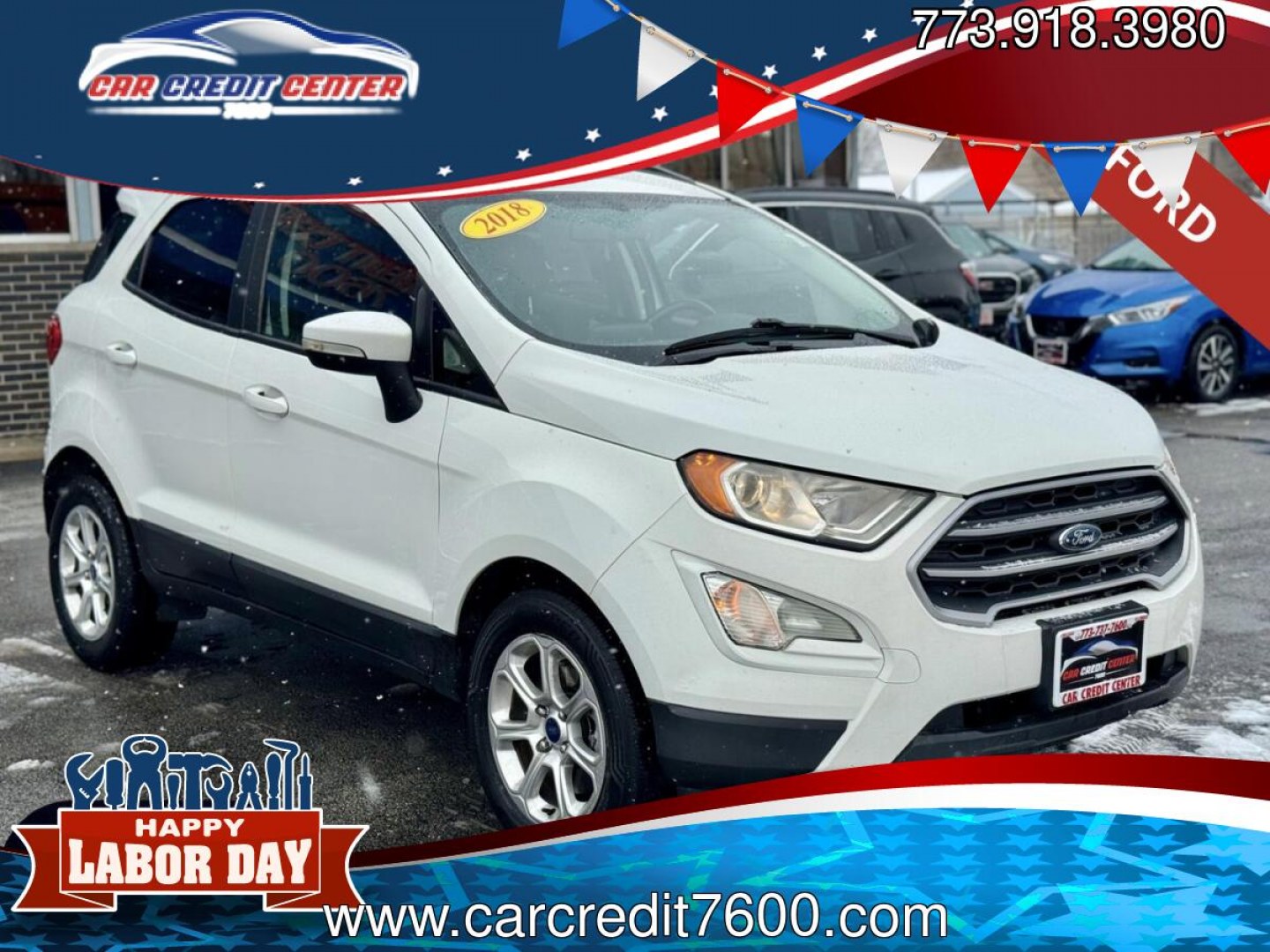 2018 WHITE Ford EcoSport SE (MAJ3P1TE2JC) with an 1.0L L3 engine, 6A transmission, located at 7600 S Western Ave., Chicago, IL, 60620, (773) 918-3980, 0.000000, 0.000000- Photo#0