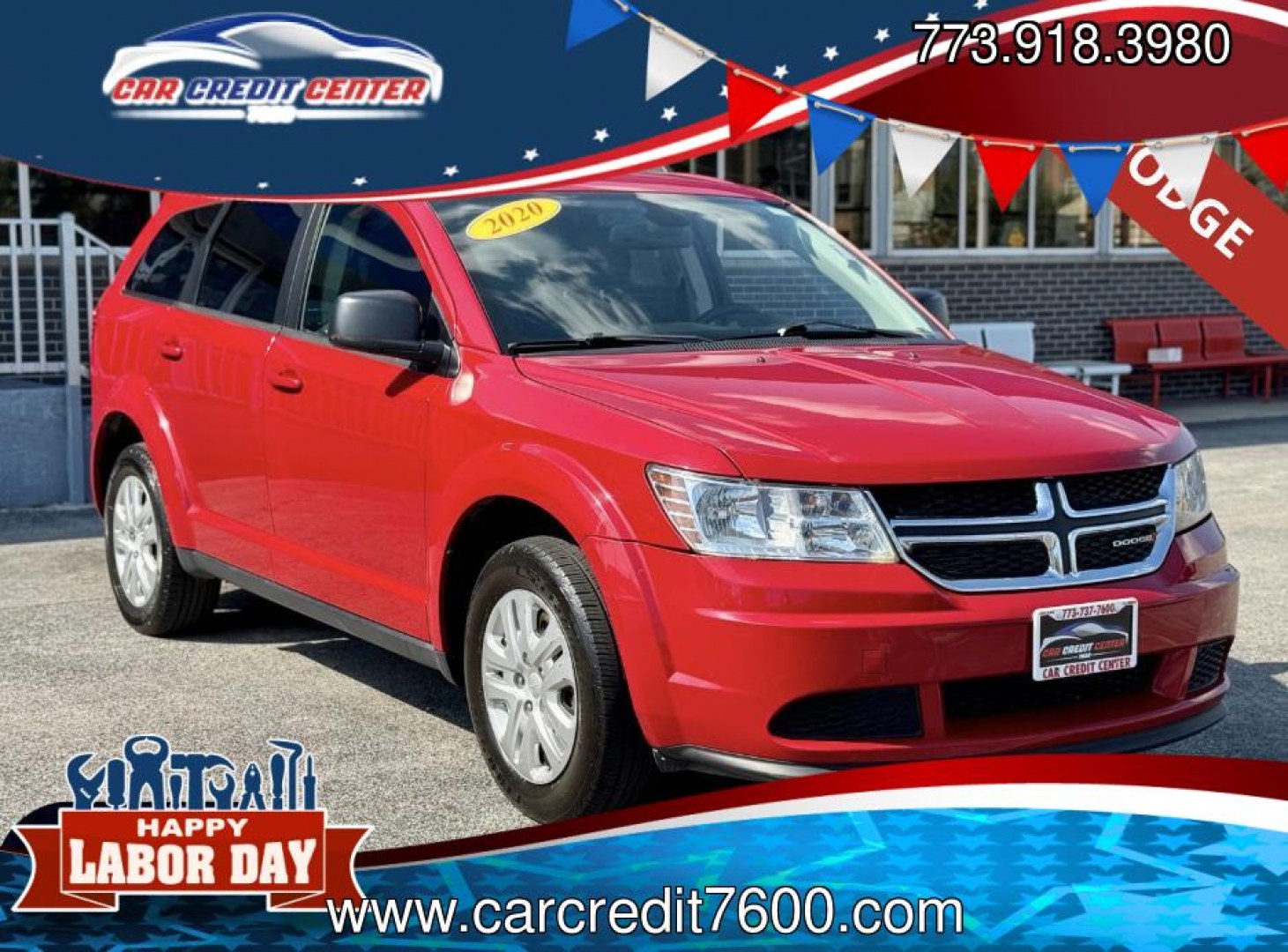 2020 RED Dodge Journey SE Value (3C4PDCAB2LT) with an 2.4L L4 DOHC 16V engine, 6A transmission, located at 7600 S Western Ave., Chicago, IL, 60620, (773) 918-3980, 0.000000, 0.000000- Photo#0