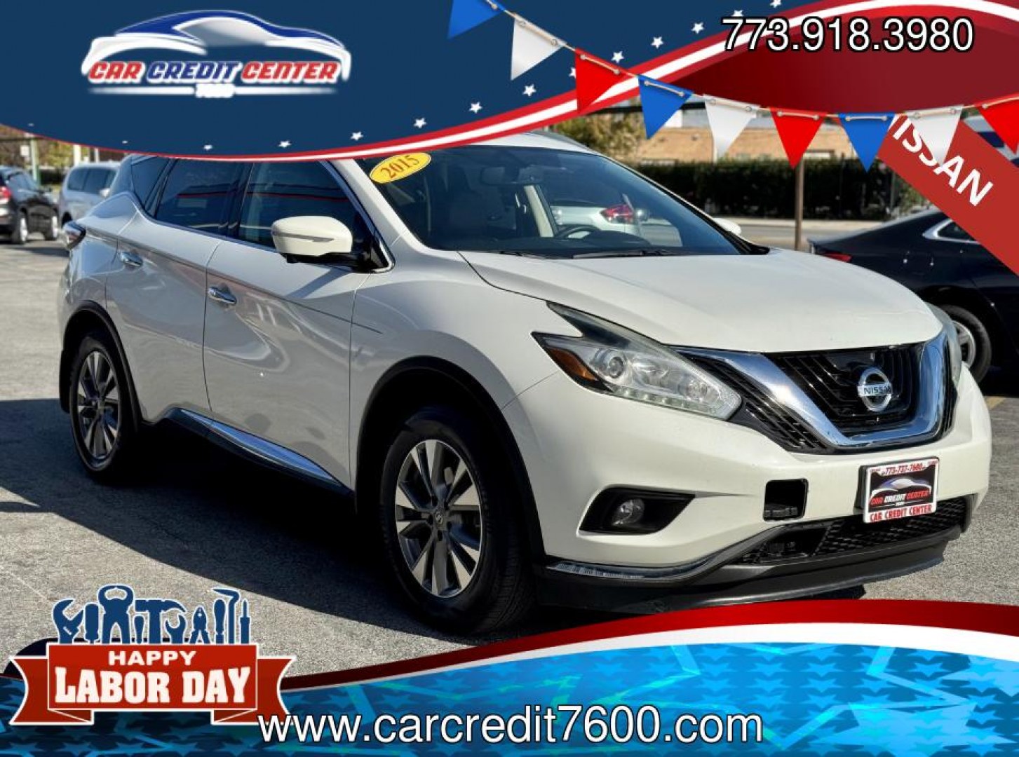 2015 WHITE Nissan Murano Platinum AWD (5N1AZ2MHXFN) with an 3.5L V6 DOHC 24V engine, Continuously Variable Transmission transmission, located at 7600 S Western Ave., Chicago, IL, 60620, (773) 918-3980, 0.000000, 0.000000- Photo#0