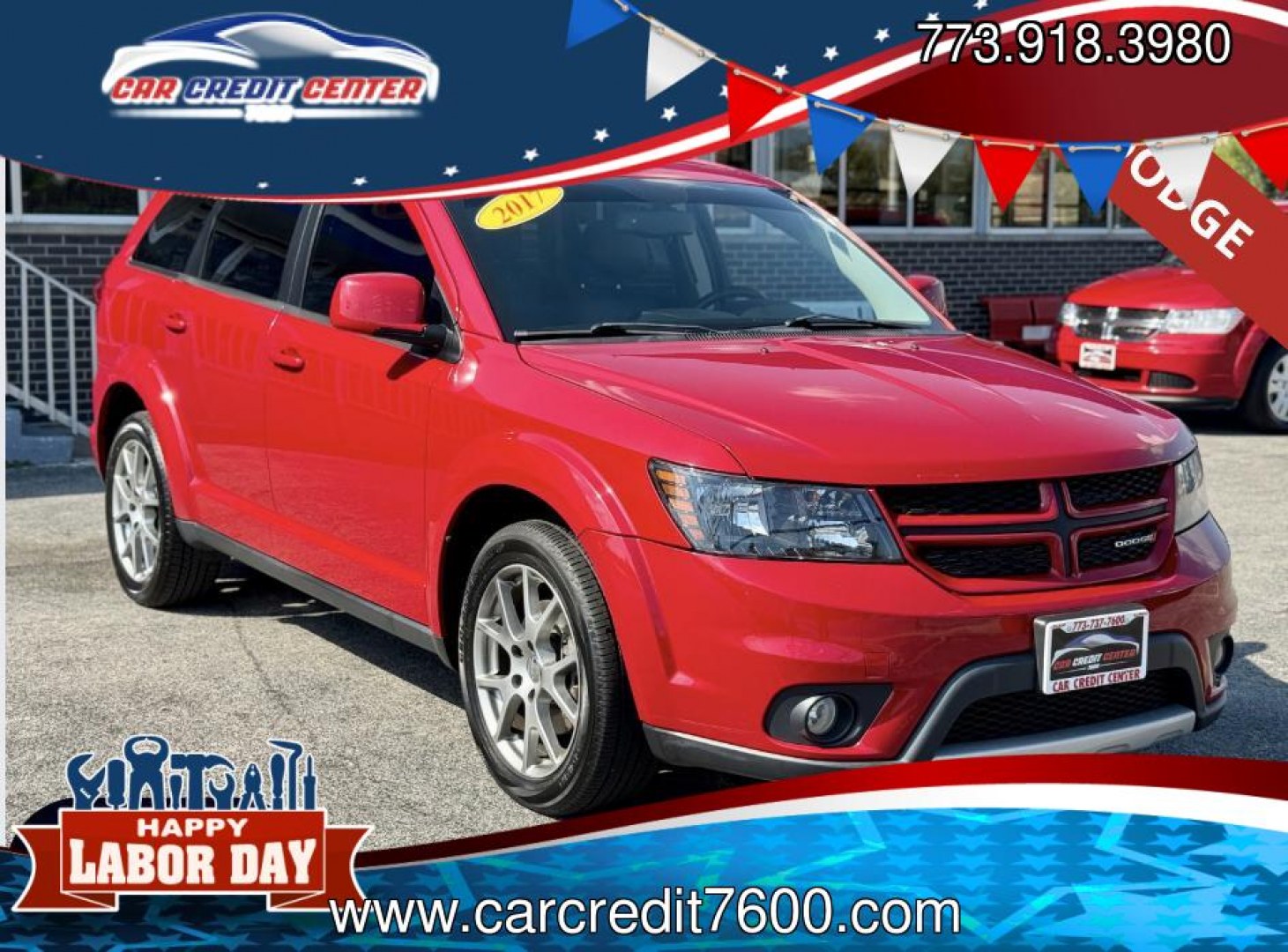2017 RED Dodge Journey GT AWD (3C4PDDEG6HT) with an 3.6L V6 DOHC 24V engine, 6A transmission, located at 7600 S Western Ave., Chicago, IL, 60620, (773) 918-3980, 0.000000, 0.000000- Photo#0