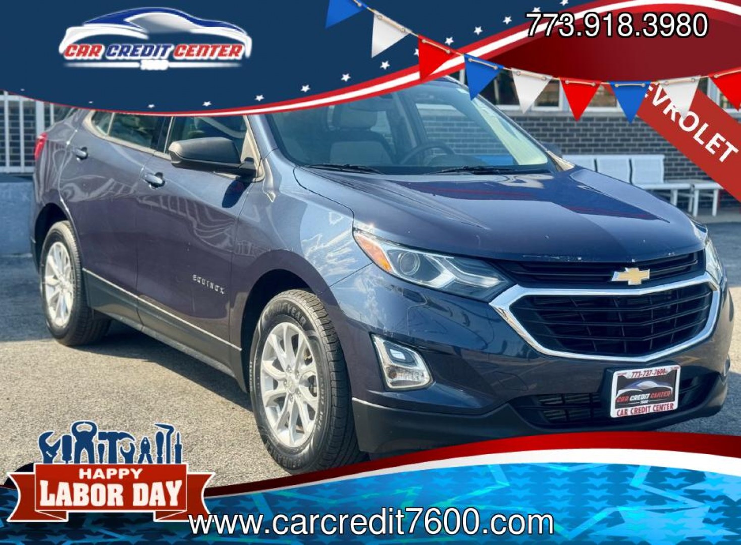 2019 BLUE Chevrolet Equinox LS 2WD (3GNAXHEV8KS) with an 1.5L L4 DIR DOHC 16V TURBO engine, 6A transmission, located at 7600 S Western Ave., Chicago, IL, 60620, (773) 918-3980, 0.000000, 0.000000- Photo#0