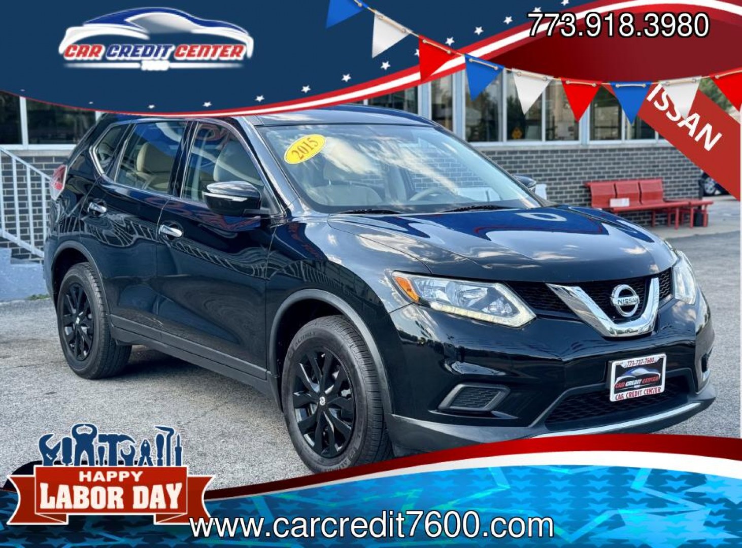 2015 BLACK Nissan Rogue S AWD (KNMAT2MV0FP) with an 2.5L L4 DOHC 16V engine, Continuously Variable Transmission transmission, located at 7600 S Western Ave., Chicago, IL, 60620, (773) 918-3980, 0.000000, 0.000000- Photo#0