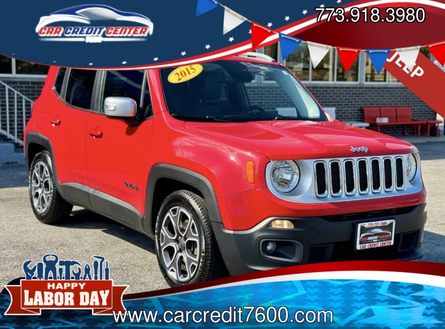 2015 RED Jeep Renegade Limited FWD (ZACCJADT5FP) with an 2.4L L4 engine, 9-Speed Automatic transmission, located at 7600 S Western Ave., Chicago, IL, 60620, (773) 918-3980, 0.000000, 0.000000- Photo#0