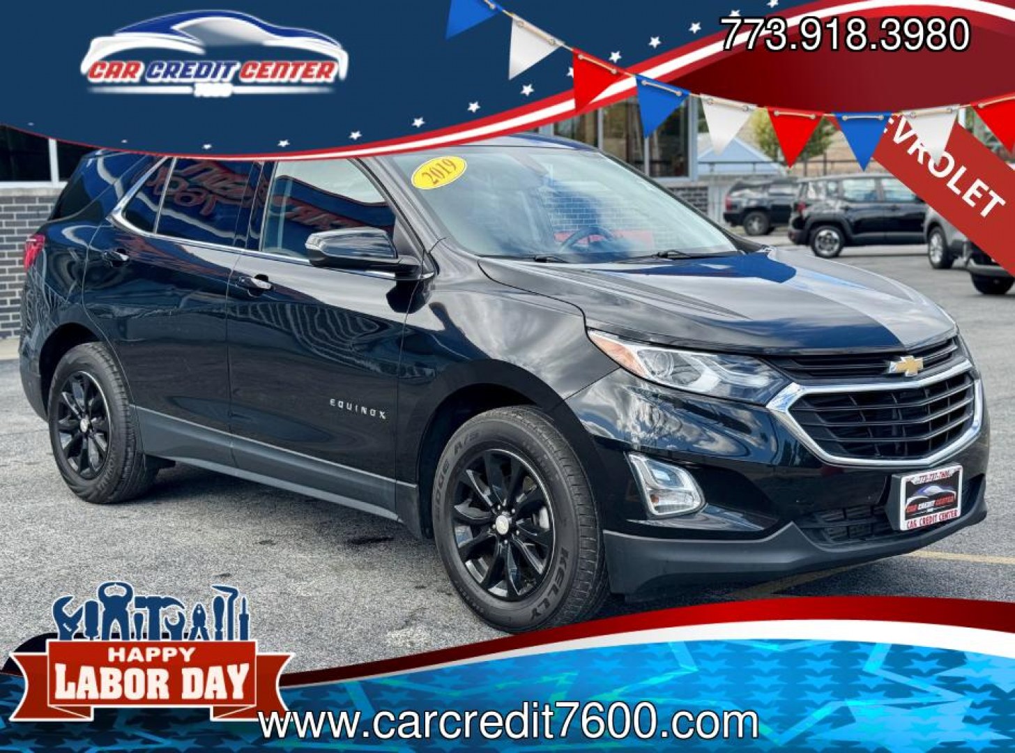 2019 BLACK Chevrolet Equinox LT 1.5 2WD (2GNAXKEV2K6) with an 1.5L L4 DIR DOHC 16V TURBO engine, 6A transmission, located at 7600 S Western Ave., Chicago, IL, 60620, (773) 918-3980, 0.000000, 0.000000- Photo#0