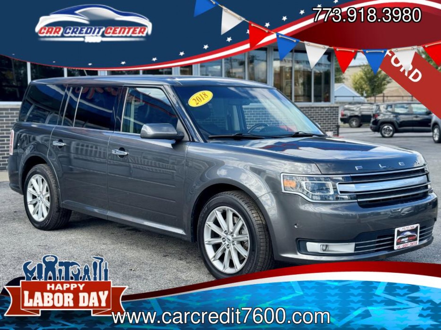 2018 GRAY Ford Flex Limited FWD (2FMGK5D89JB) with an 3.5L V6 DOHC 24V engine, 6A transmission, located at 7600 S Western Ave., Chicago, IL, 60620, (773) 918-3980, 0.000000, 0.000000- Photo#0