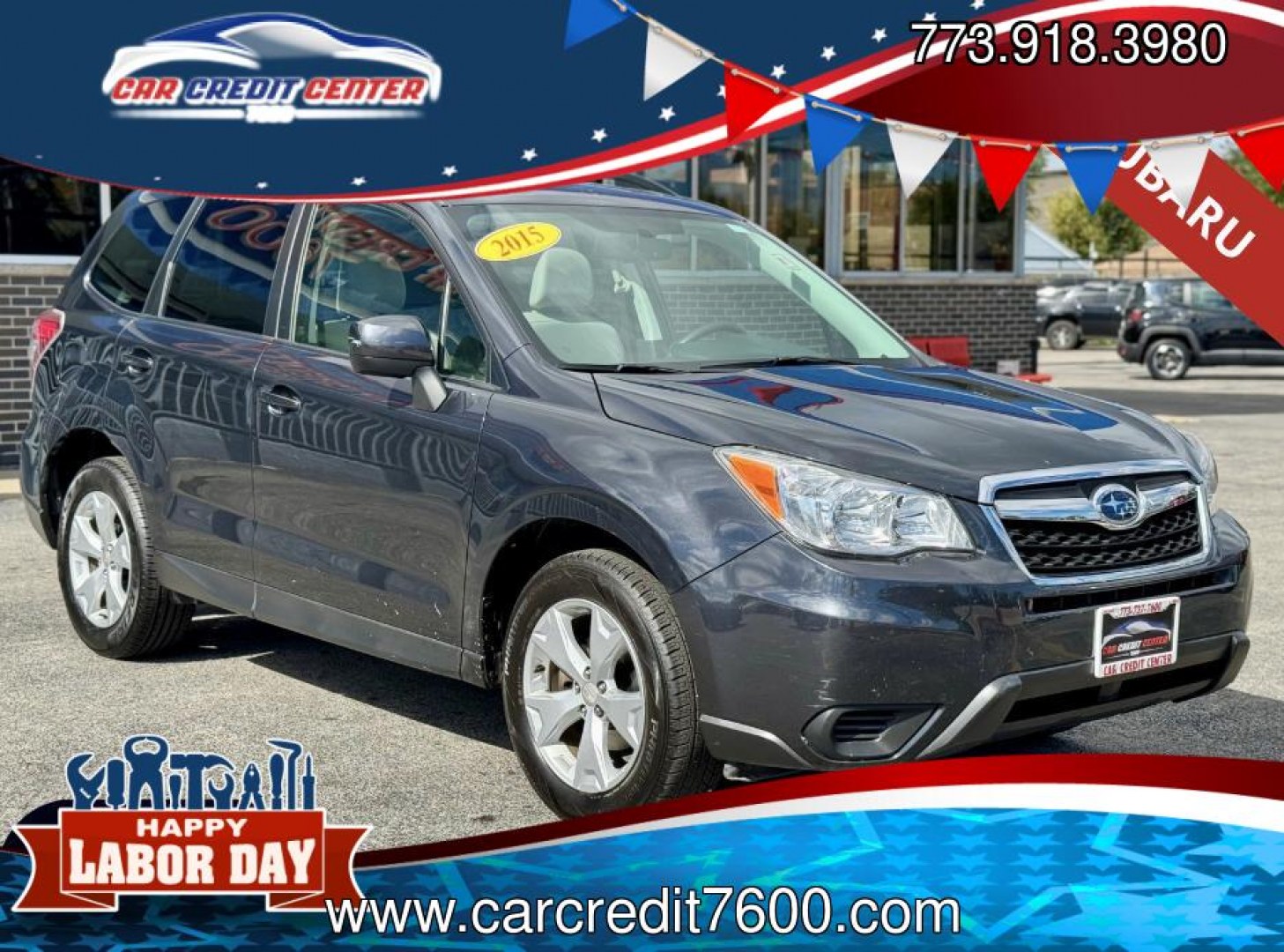 2015 GRAY Subaru Forester 2.5i Premium (JF2SJADC3FH) with an 2.5L H4 SOHC 16V engine, 6-Speed Automatic transmission, located at 7600 S Western Ave., Chicago, IL, 60620, (773) 918-3980, 0.000000, 0.000000- Photo#0
