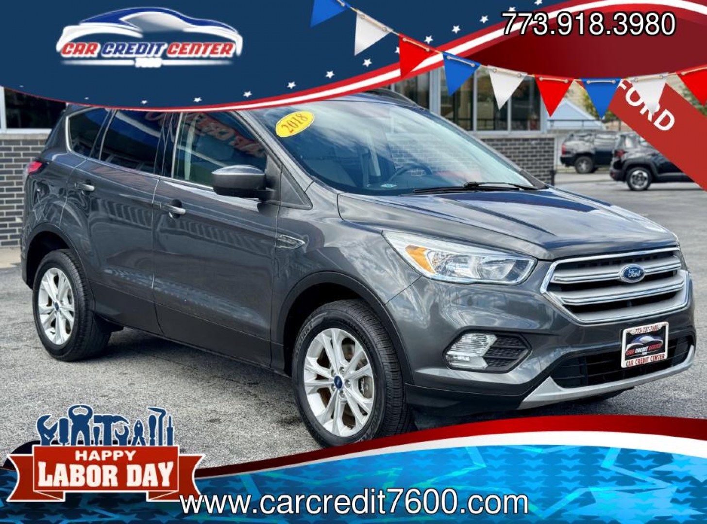 2018 GREY Ford Escape SE 4WD (1FMCU9GD6JU) with an 1.5L L4 DOHC 16V engine, 6A transmission, located at 7600 S Western Ave., Chicago, IL, 60620, (773) 918-3980, 0.000000, 0.000000- Photo#0