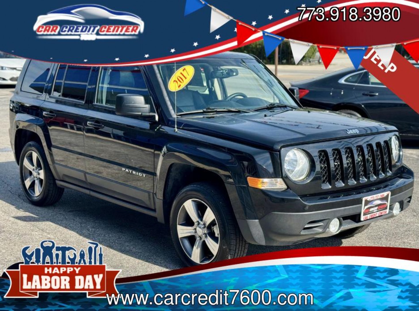 2017 BLACK Jeep Patriot Latitude 2WD (1C4NJPFA1HD) with an 2.0L L4 DOHC 16V engine, located at 7600 S Western Ave., Chicago, IL, 60620, (773) 918-3980, 0.000000, 0.000000- Photo#0