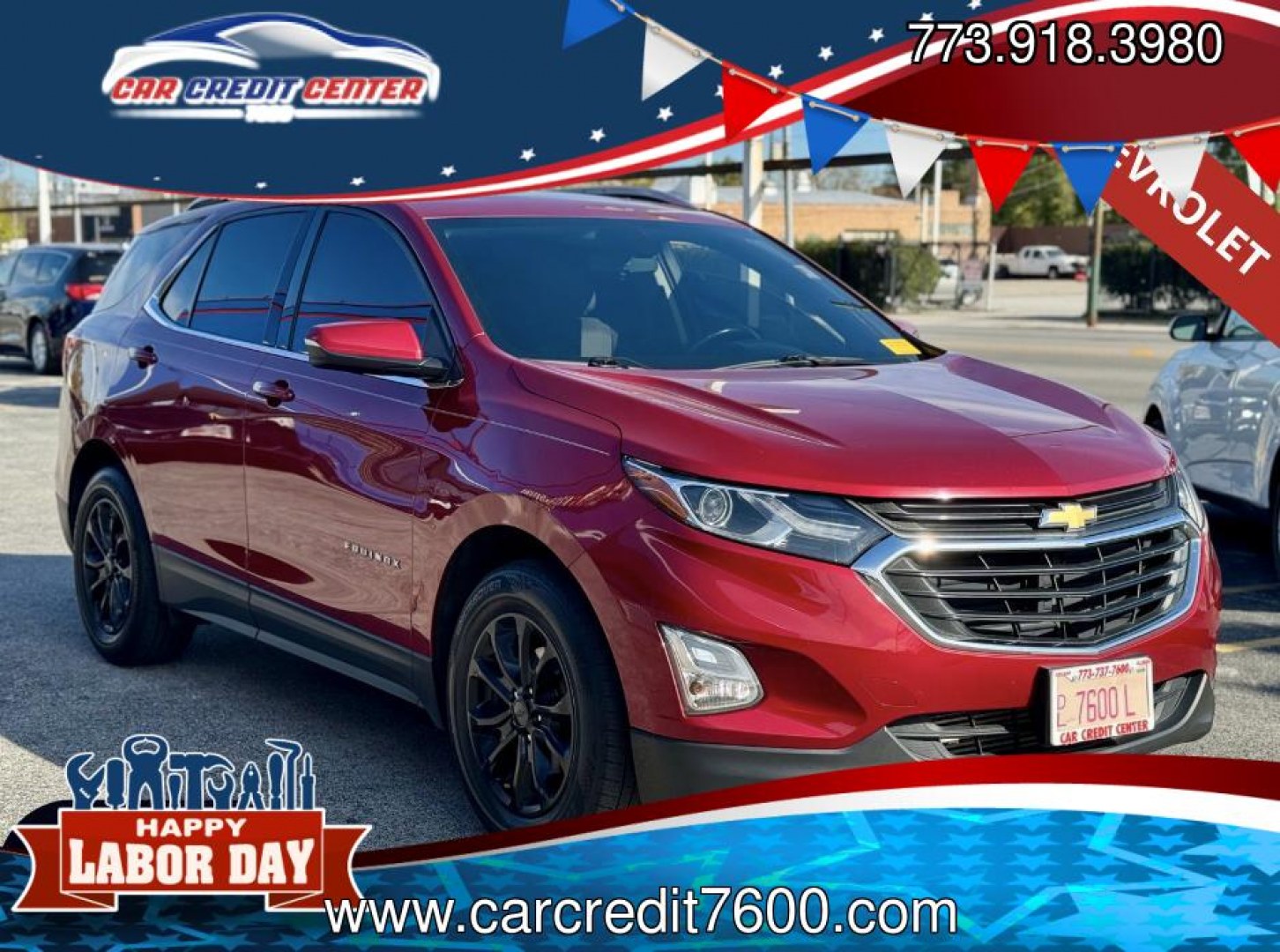 2018 RED Chevrolet Equinox LT 2WD (2GNAXJEV9J6) with an 1.5L L4 DIR DOHC 16V TURBO engine, 6A transmission, located at 7600 S Western Ave., Chicago, IL, 60620, (773) 918-3980, 0.000000, 0.000000- Photo#0
