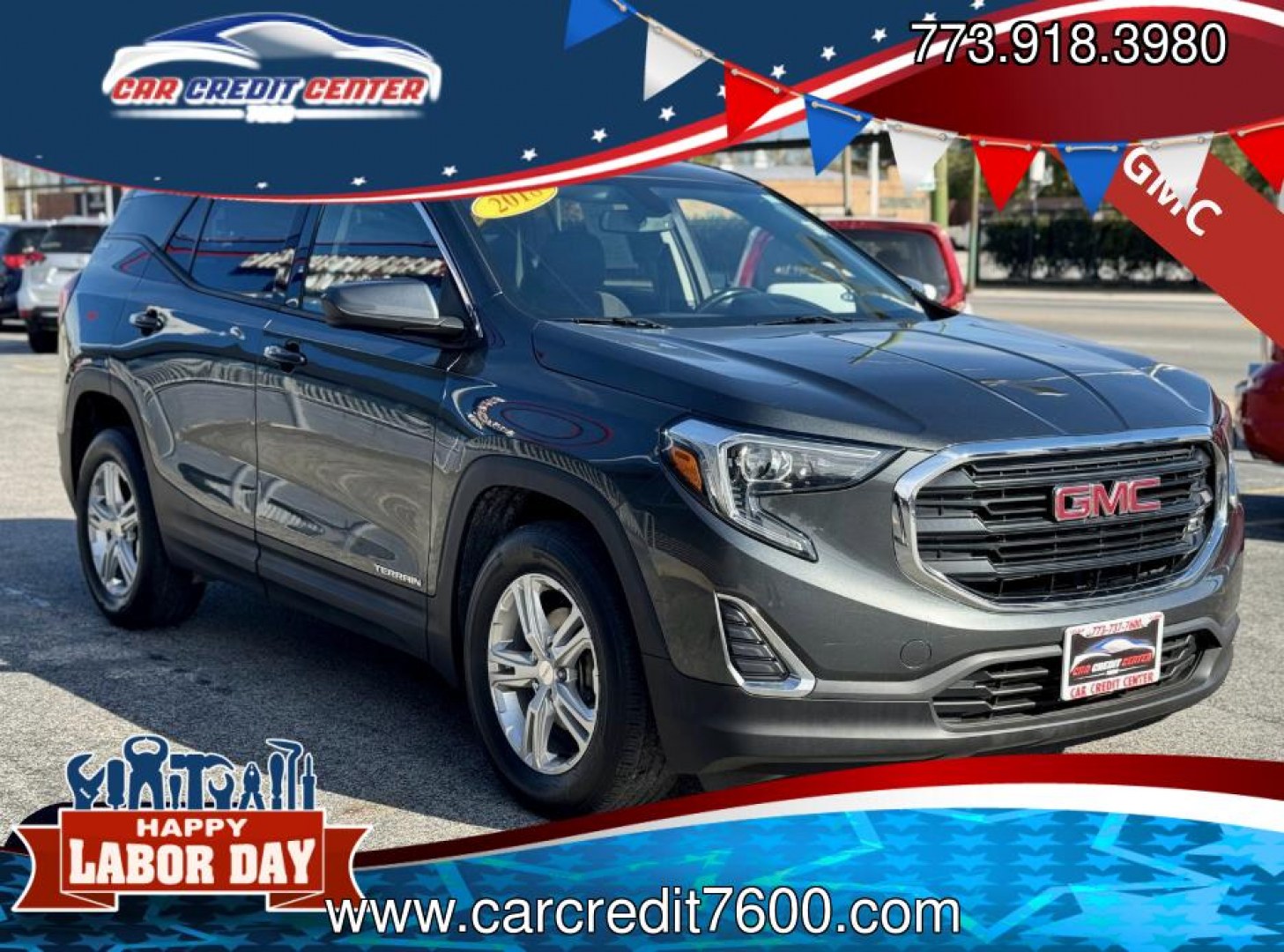 2018 GRAY GMC Terrain SLE (3GKALMEVXJL) with an 1.4L L4 DOHC 16V TURBO engine, 6A transmission, located at 7600 S Western Ave., Chicago, IL, 60620, (773) 918-3980, 0.000000, 0.000000- Photo#0