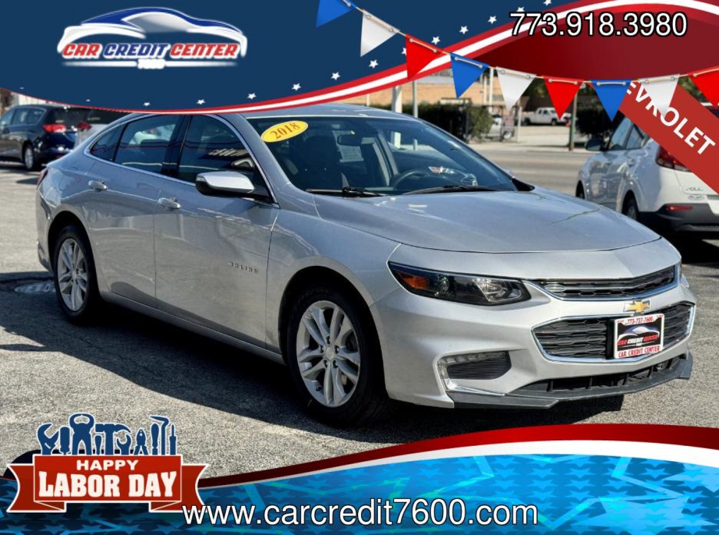 2018 SILVER Chevrolet Malibu LT (1G1ZD5ST2JF) with an 1.5L L4 DOHC 16V engine, 6A transmission, located at 7600 S Western Ave., Chicago, IL, 60620, (773) 918-3980, 0.000000, 0.000000- Photo#0