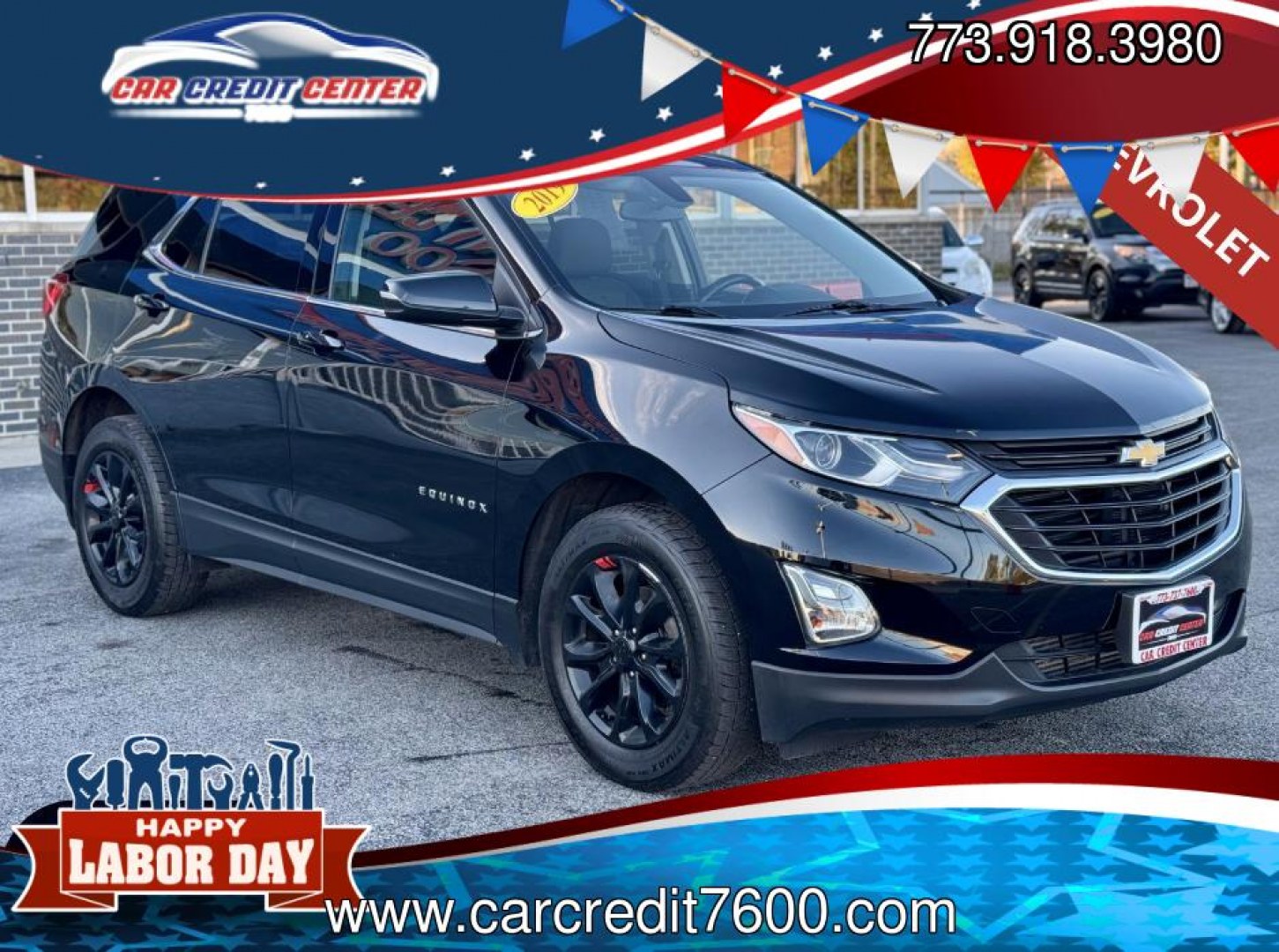 2019 BLACK Chevrolet Equinox LT 1.5 2WD (2GNAXKEV1K6) with an 1.5L L4 DIR DOHC 16V TURBO engine, 6A transmission, located at 7600 S Western Ave., Chicago, IL, 60620, (773) 918-3980, 0.000000, 0.000000- Photo#0