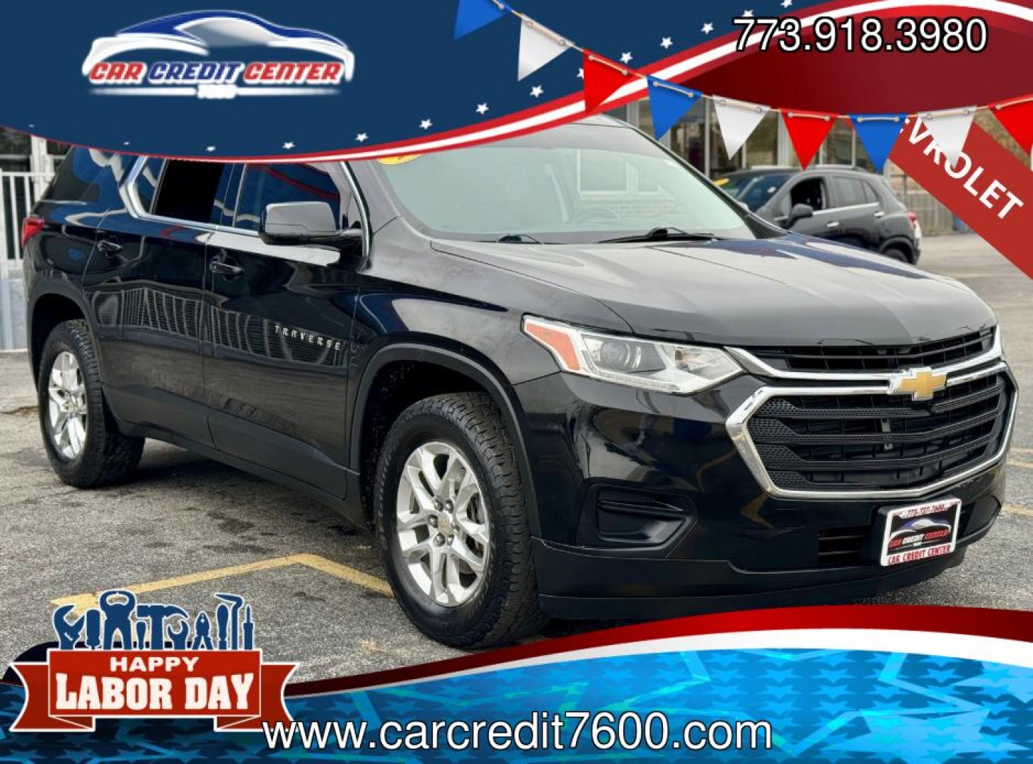 2019 BLACK Chevrolet Traverse LS FWD (1GNERFKW2KJ) with an 3.6L V6 DOHC 24V engine, 9A transmission, located at 7600 S Western Ave., Chicago, IL, 60620, (773) 918-3980, 0.000000, 0.000000- Photo#0