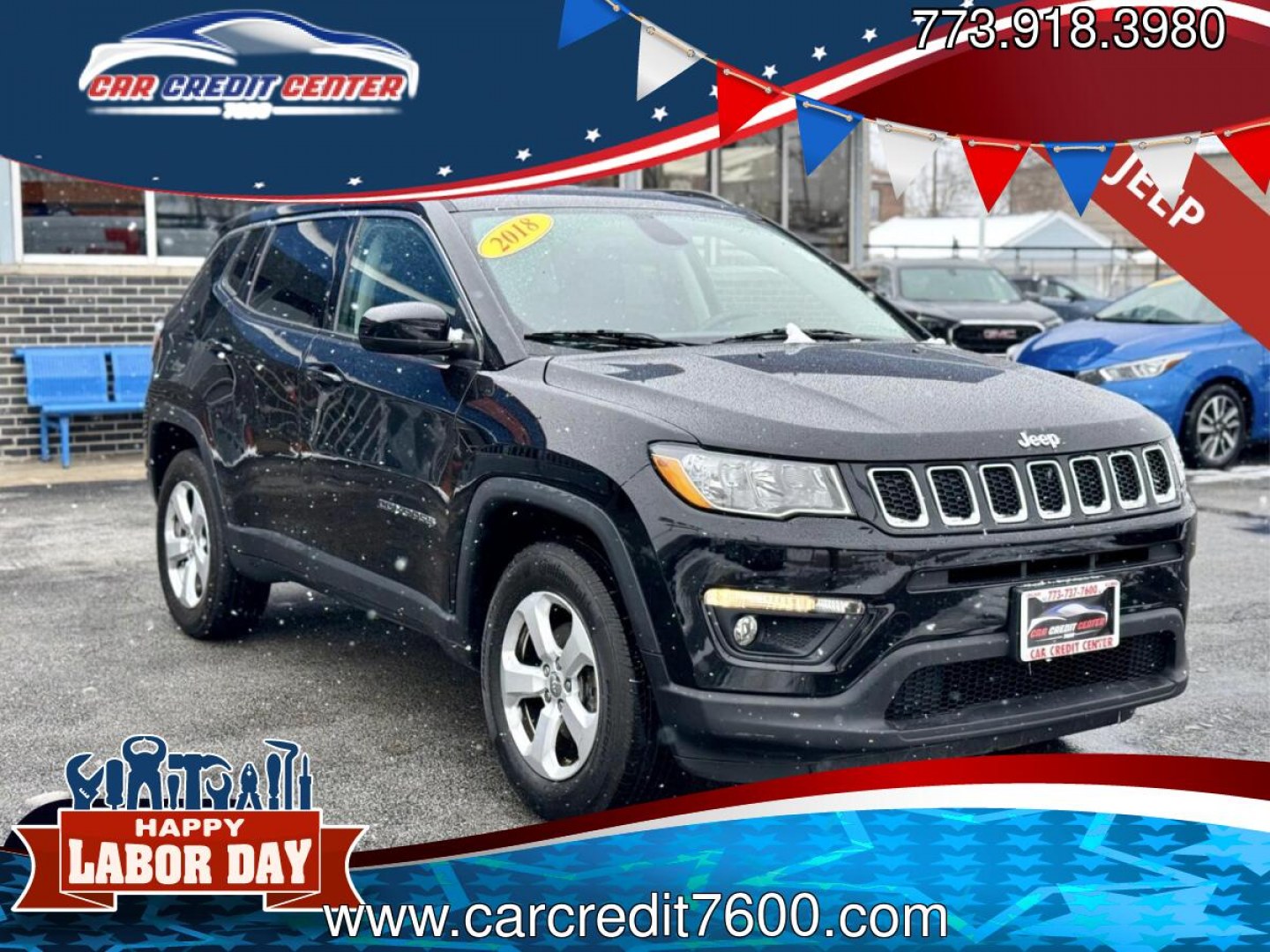 2018 BLACK Jeep Compass Sport 4WD (3C4NJDBB1JT) with an 2.4L L4 DOHC 16V engine, located at 7600 S Western Ave., Chicago, IL, 60620, (773) 918-3980, 0.000000, 0.000000- Photo#0