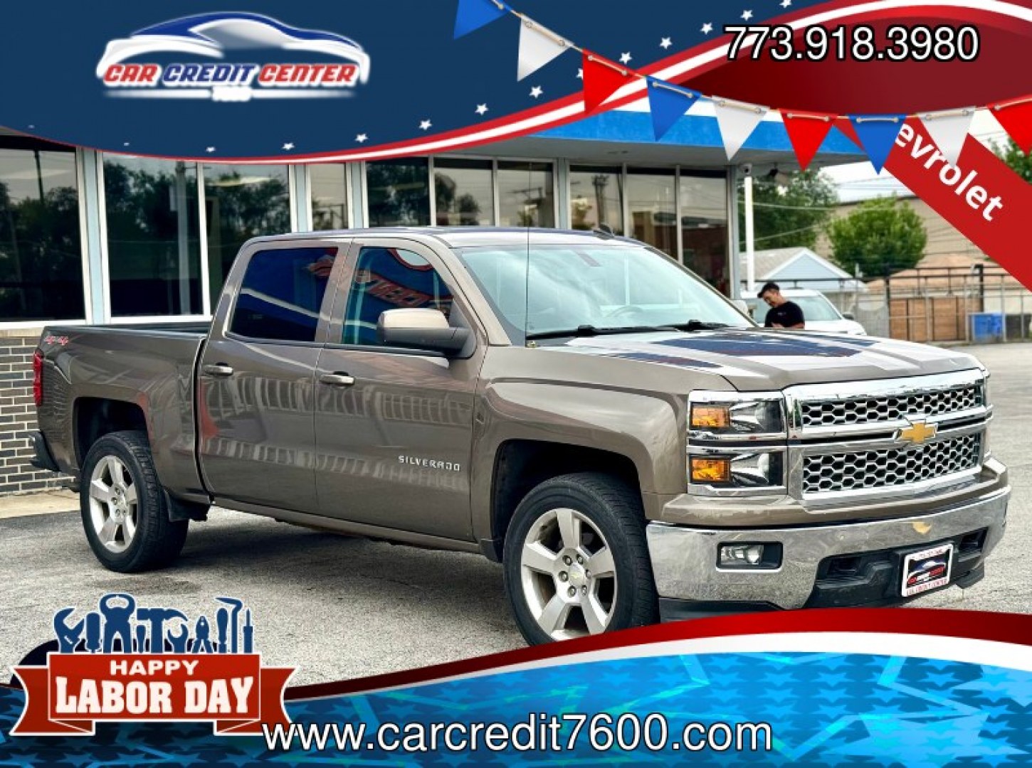2014 TAN Chevrolet Silverado 1500 1LT Crew Cab 4WD (3GCUKREC4EG) with an 5.3L V8 OHV 16V engine, 6-Speed Automatic transmission, located at 7600 S Western Ave., Chicago, IL, 60620, (773) 918-3980, 0.000000, 0.000000- Photo#0