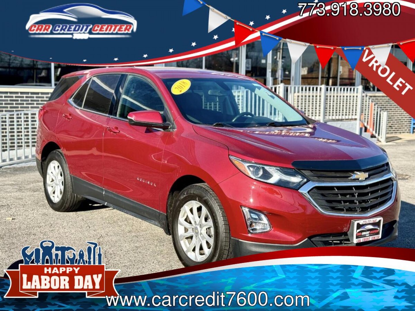2018 RED Chevrolet Equinox LT 2WD (2GNAXJEV4J6) with an 1.5L L4 DIR DOHC 16V TURBO engine, 6A transmission, located at 7600 S Western Ave., Chicago, IL, 60620, (773) 918-3980, 0.000000, 0.000000- Photo#0