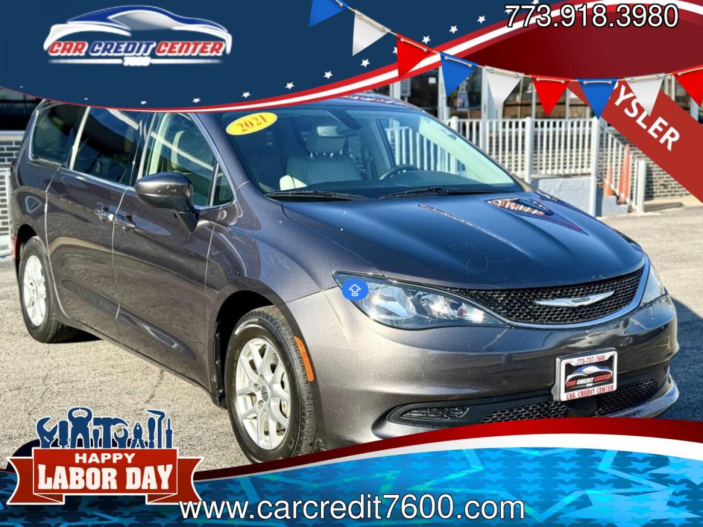 2021 GRAY Chrysler Voyager LXI (2C4RC1DG4MR) with an 3.6L V6 DOHC 24V engine, 9A transmission, located at 7600 S Western Ave., Chicago, IL, 60620, (773) 918-3980, 0.000000, 0.000000- Photo#0