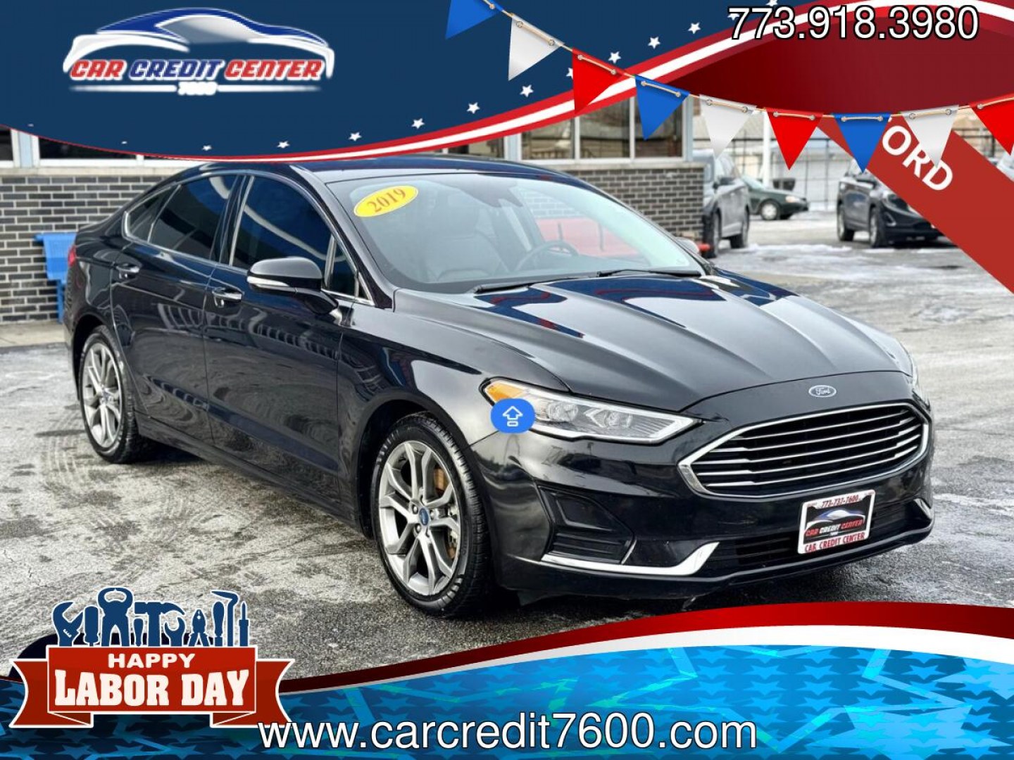 2019 BLACK Ford Fusion SEL (3FA6P0CDXKR) with an 1.5L L4 DOHC 16V engine, 6A transmission, located at 7600 S Western Ave., Chicago, IL, 60620, (773) 918-3980, 0.000000, 0.000000- Photo#0