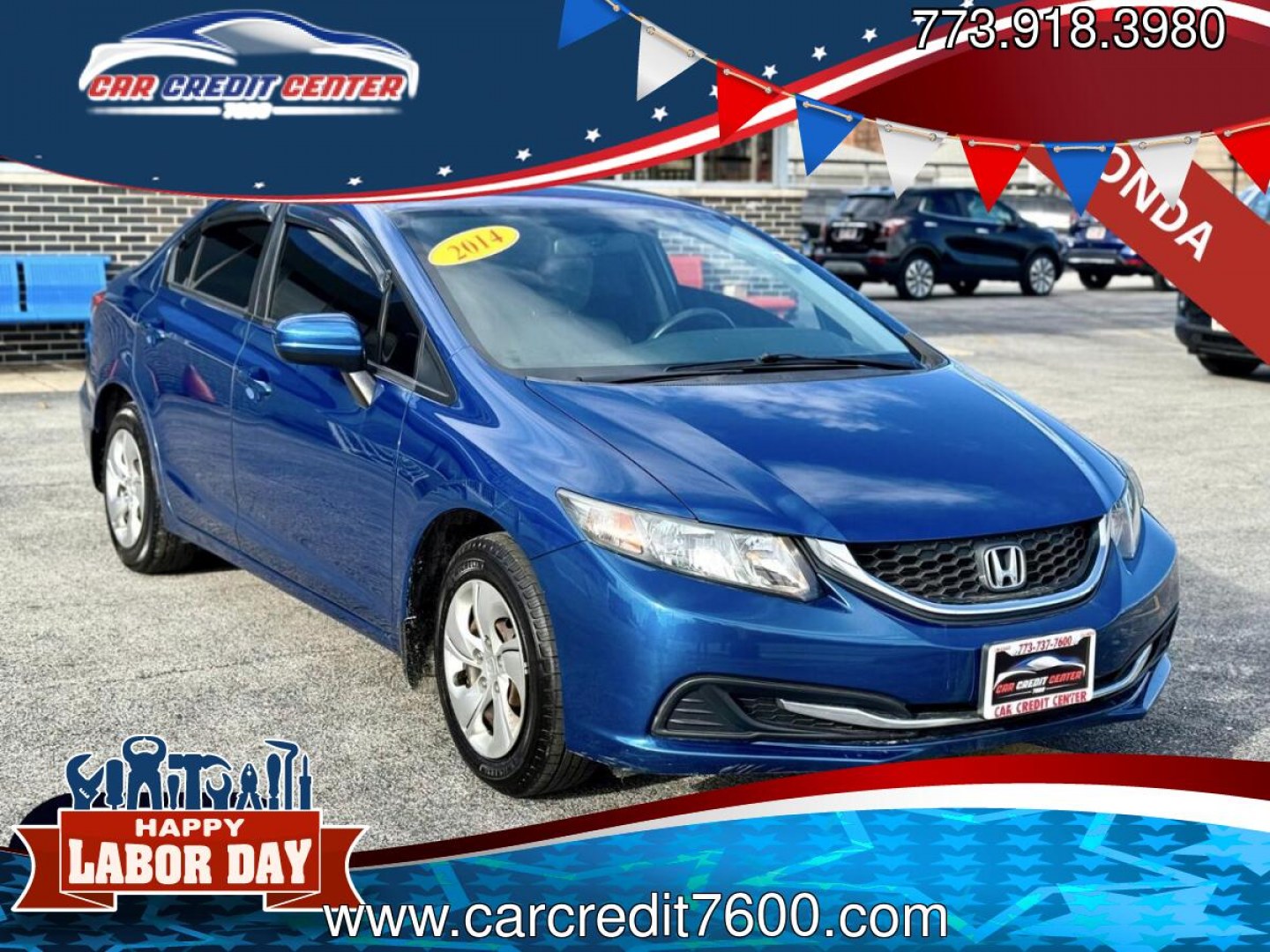 2014 BLUE Honda Civic LX Sedan CVT (19XFB2F5XEE) with an 1.8L L4 SOHC 16V engine, Continuously Variable Transmission transmission, located at 7600 S Western Ave., Chicago, IL, 60620, (773) 918-3980, 0.000000, 0.000000- Photo#0