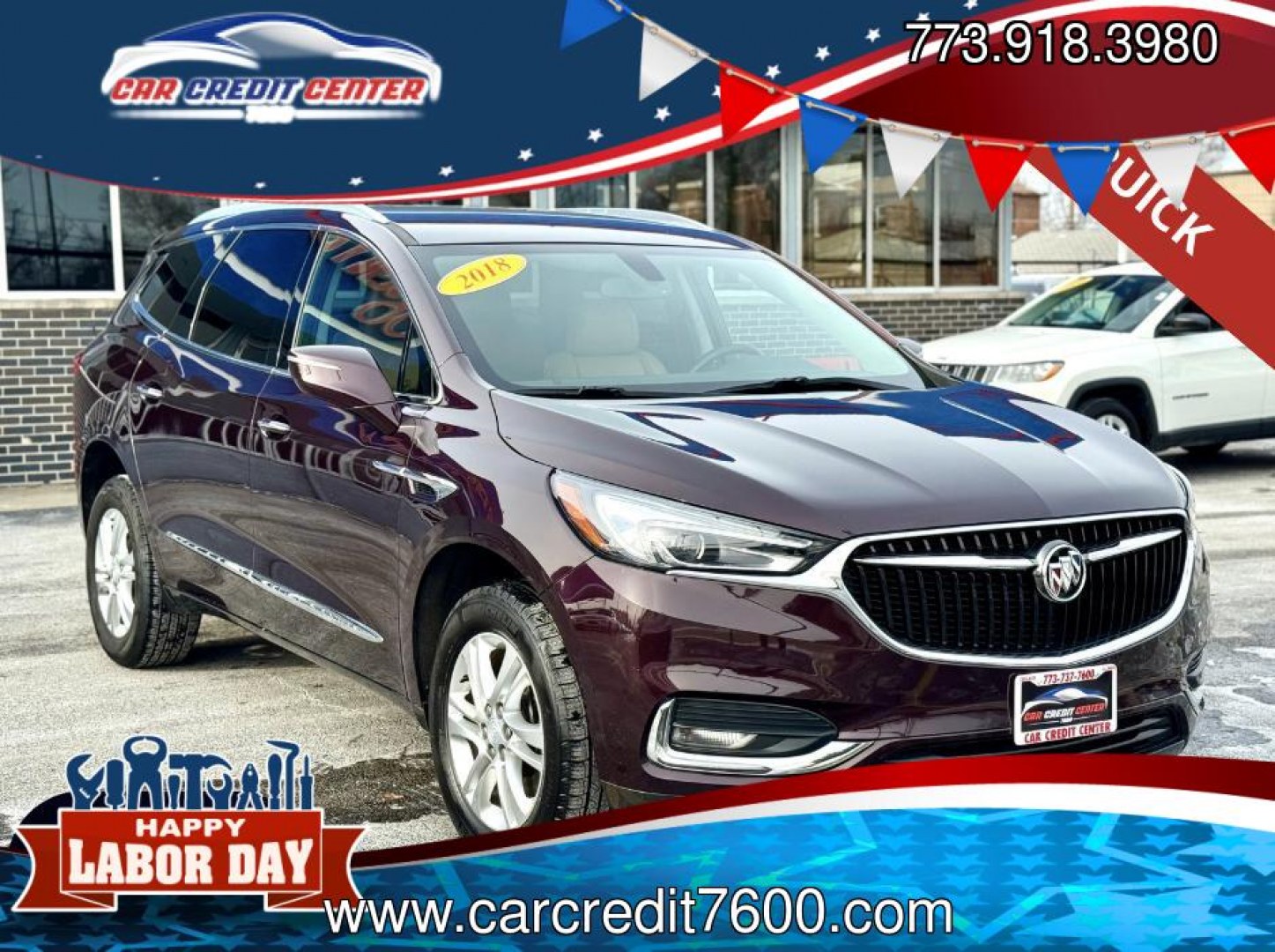 2018 BURGUNDY Buick Enclave Essence AWD (5GAEVAKW6JJ) with an 3.6L V6 DOHC 24V engine, 9A transmission, located at 7600 S Western Ave., Chicago, IL, 60620, (773) 918-3980, 0.000000, 0.000000- Photo#0