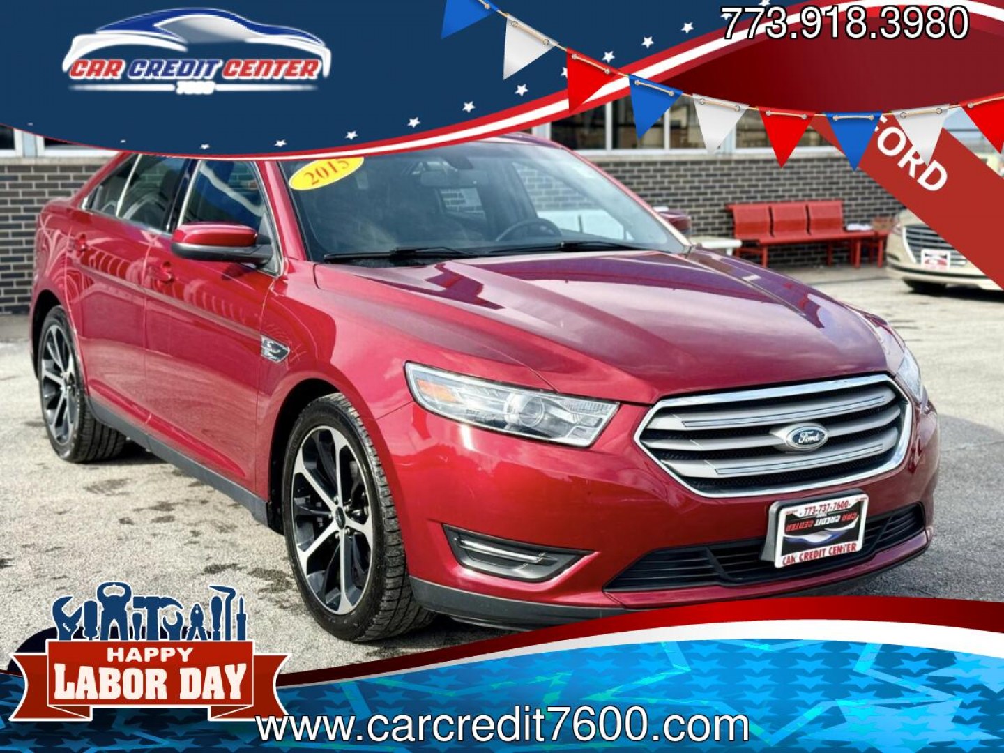 2015 RED Ford Taurus SEL FWD (1FAHP2E88FG) with an 3.5L V6 DOHC 24V engine, 6-Speed Automatic transmission, located at 7600 S Western Ave., Chicago, IL, 60620, (773) 918-3980, 0.000000, 0.000000- Photo#0