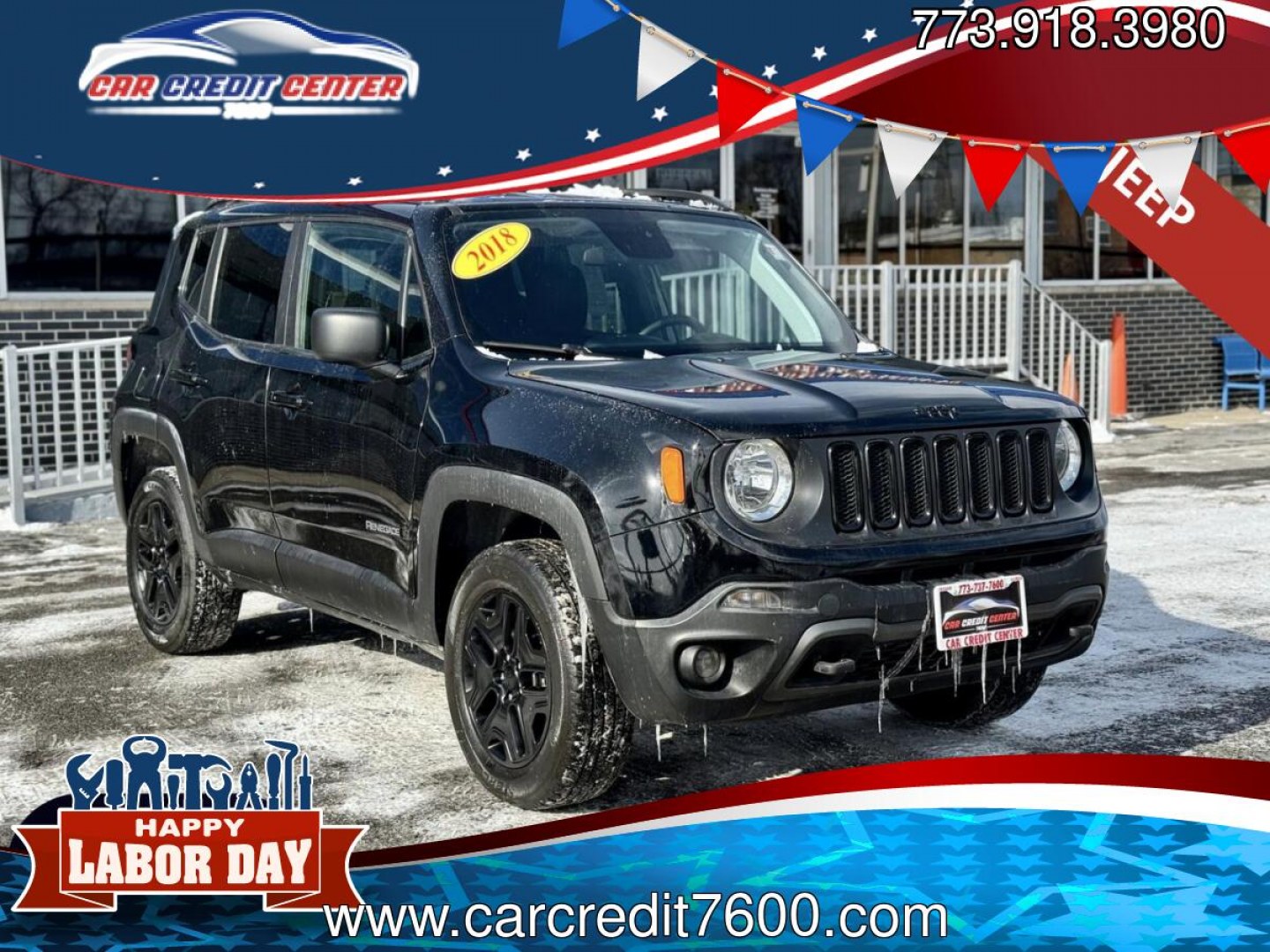 2018 BLACK Jeep Renegade Sport 4WD (ZACCJBAB0JP) with an 2.4L L4 DOHC 16V engine, 6M transmission, located at 7600 S Western Ave., Chicago, IL, 60620, (773) 918-3980, 0.000000, 0.000000- Photo#0