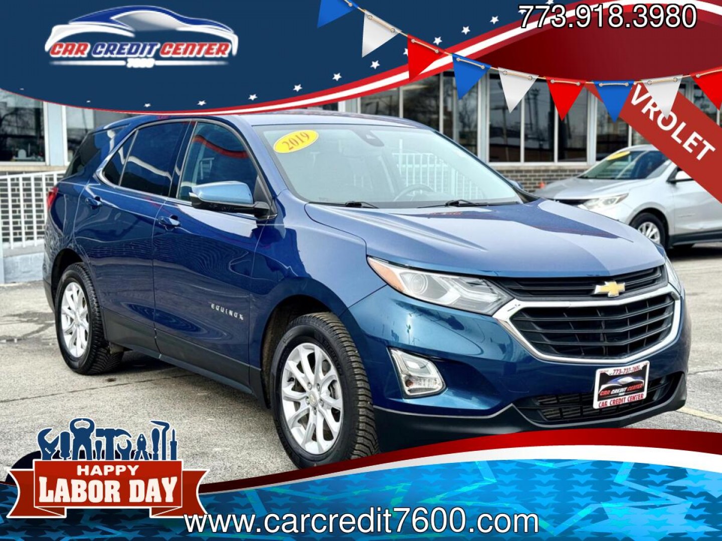 2019 BLUE Chevrolet Equinox LT 2WD (3GNAXJEV5KL) with an 1.5L L4 DIR DOHC 16V TURBO engine, 6A transmission, located at 7600 S Western Ave., Chicago, IL, 60620, (773) 918-3980, 0.000000, 0.000000- Photo#0