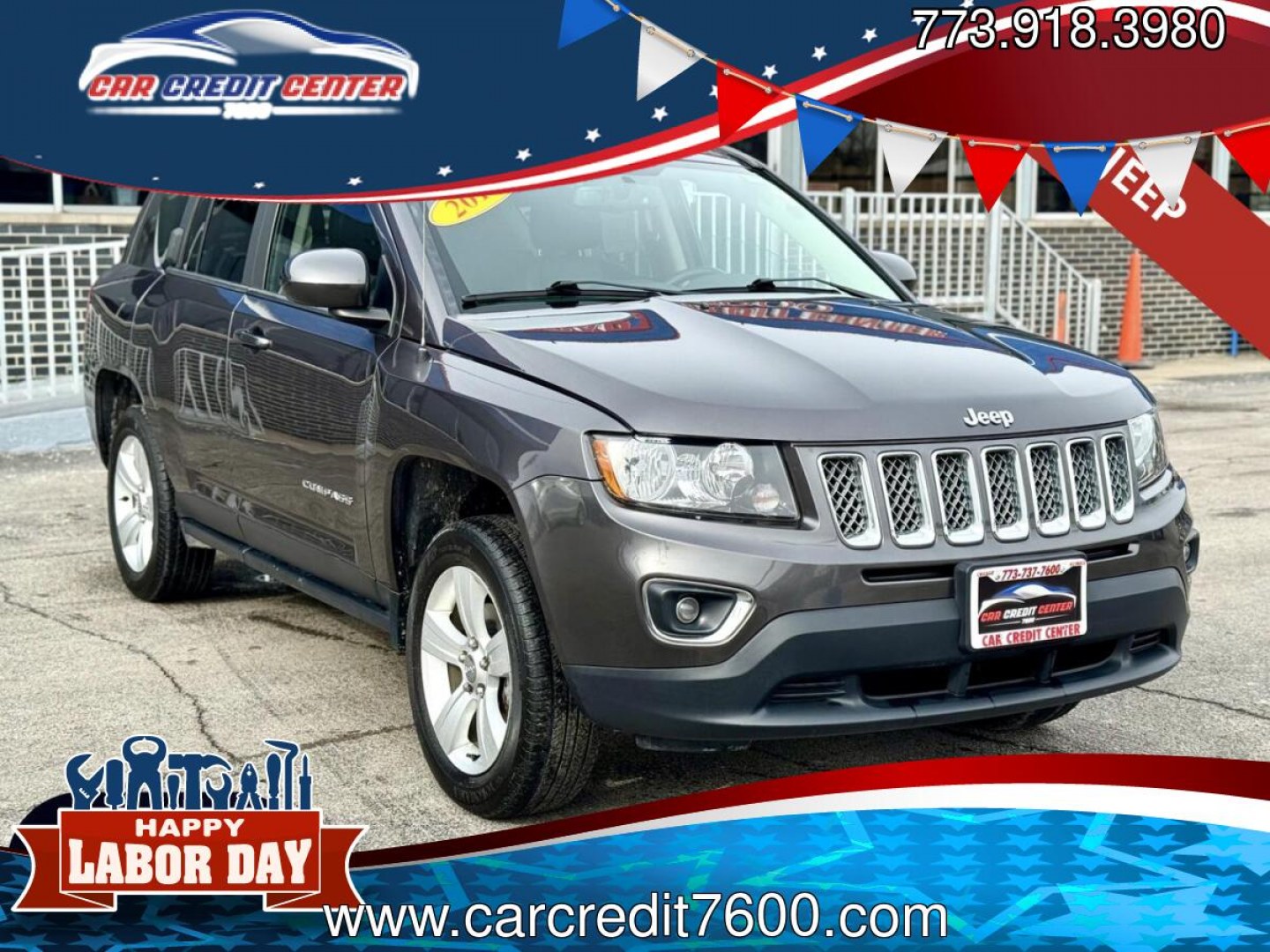 2015 GRAY Jeep Compass Latitude FWD (1C4NJCEA3FD) with an 2.0L L4 DOHC 16V engine, Continuously Variable Transmission transmission, located at 7600 S Western Ave., Chicago, IL, 60620, (773) 918-3980, 0.000000, 0.000000- Photo#0
