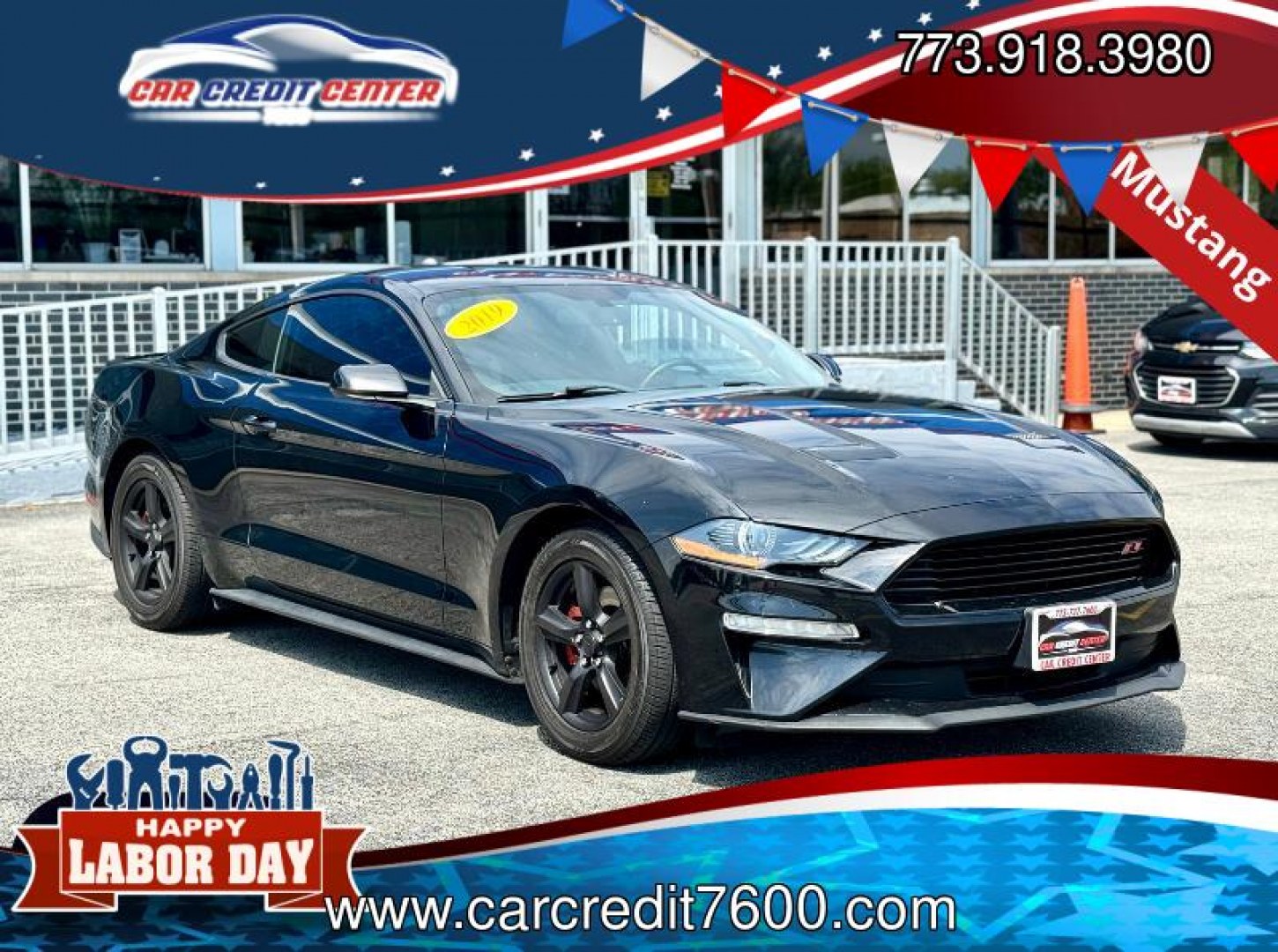 2019 BLACK Ford Mustang EcoBoost Coupe (1FA6P8TH6K5) with an 2.3L L4 DOHC 16V engine, located at 7600 S Western Ave., Chicago, IL, 60620, (773) 918-3980, 0.000000, 0.000000- Photo#0