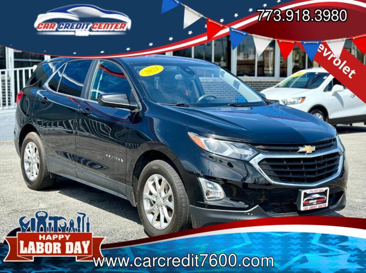 2021 BLACK Chevrolet Equinox LT 1.5 2WD (2GNAXKEV5M6) with an 1.5L L4 DIR DOHC 16V TURBO engine, 6A transmission, located at 7600 S Western Ave., Chicago, IL, 60620, (773) 918-3980, 0.000000, 0.000000- Photo#0