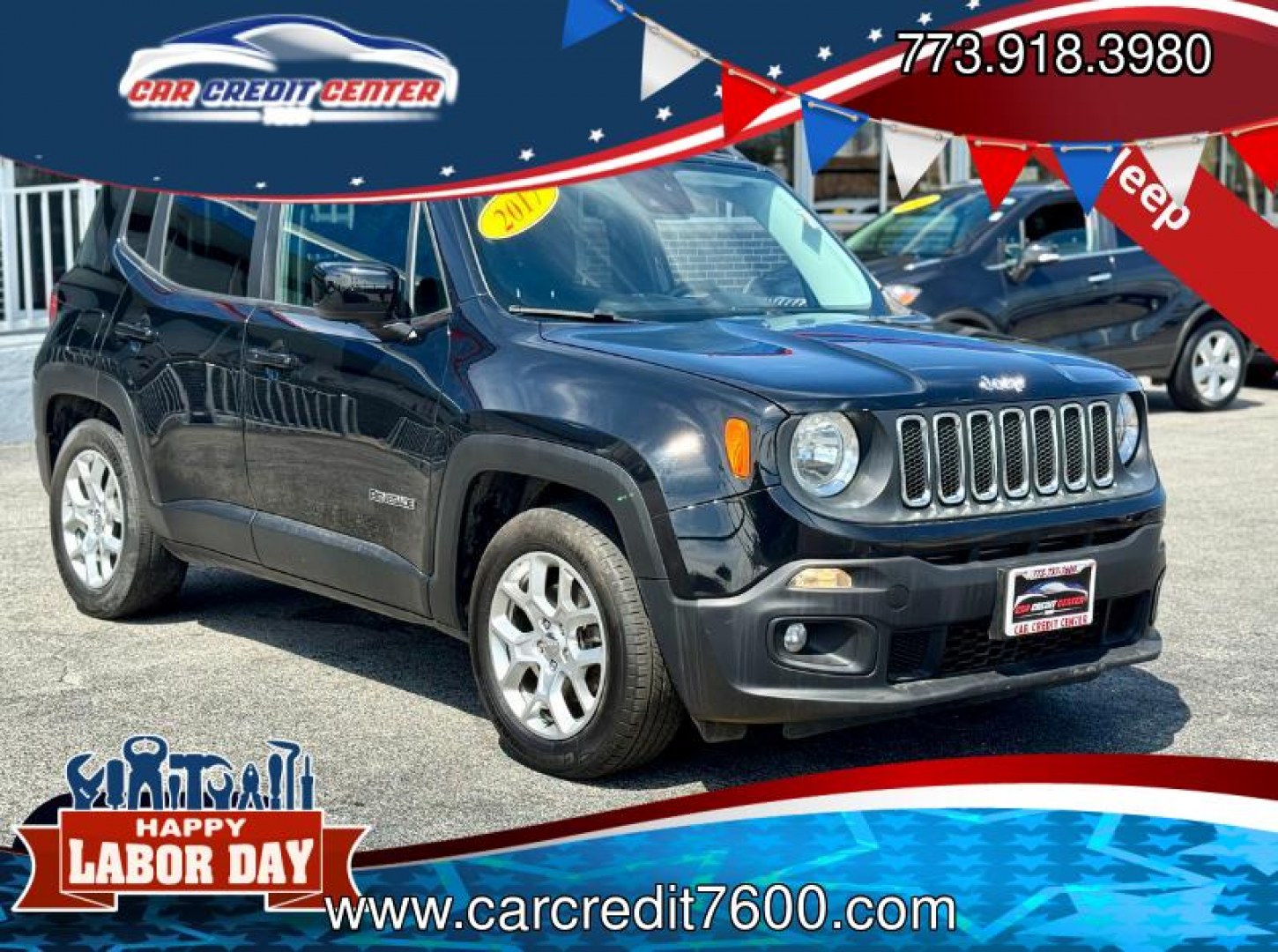2017 BLACK Jeep Renegade Latitude FWD (ZACCJABB8HP) with an 2.4L L4 DOHC 16V engine, 6M transmission, located at 7600 S Western Ave., Chicago, IL, 60620, (773) 918-3980, 0.000000, 0.000000- Photo#0