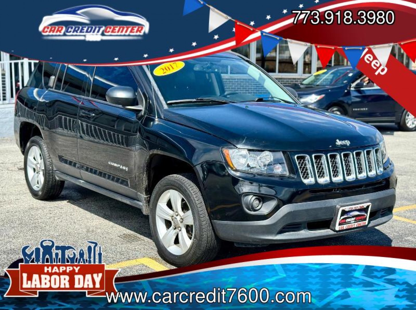 2017 BLACK Jeep Compass Sport FWD (1C4NJCBA9HD) with an 2.0L L4 DOHC 16V engine, located at 7600 S Western Ave., Chicago, IL, 60620, (773) 918-3980, 0.000000, 0.000000- Photo#0