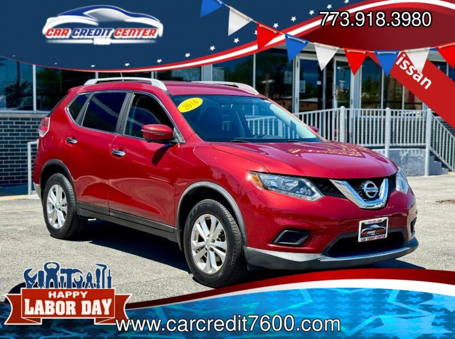 2016 RED Nissan Rogue SV AWD (KNMAT2MV6GP) with an 2.5L L4 DOHC 16V engine, CVT transmission, located at 7600 S Western Ave., Chicago, IL, 60620, (773) 918-3980, 0.000000, 0.000000- Photo#0