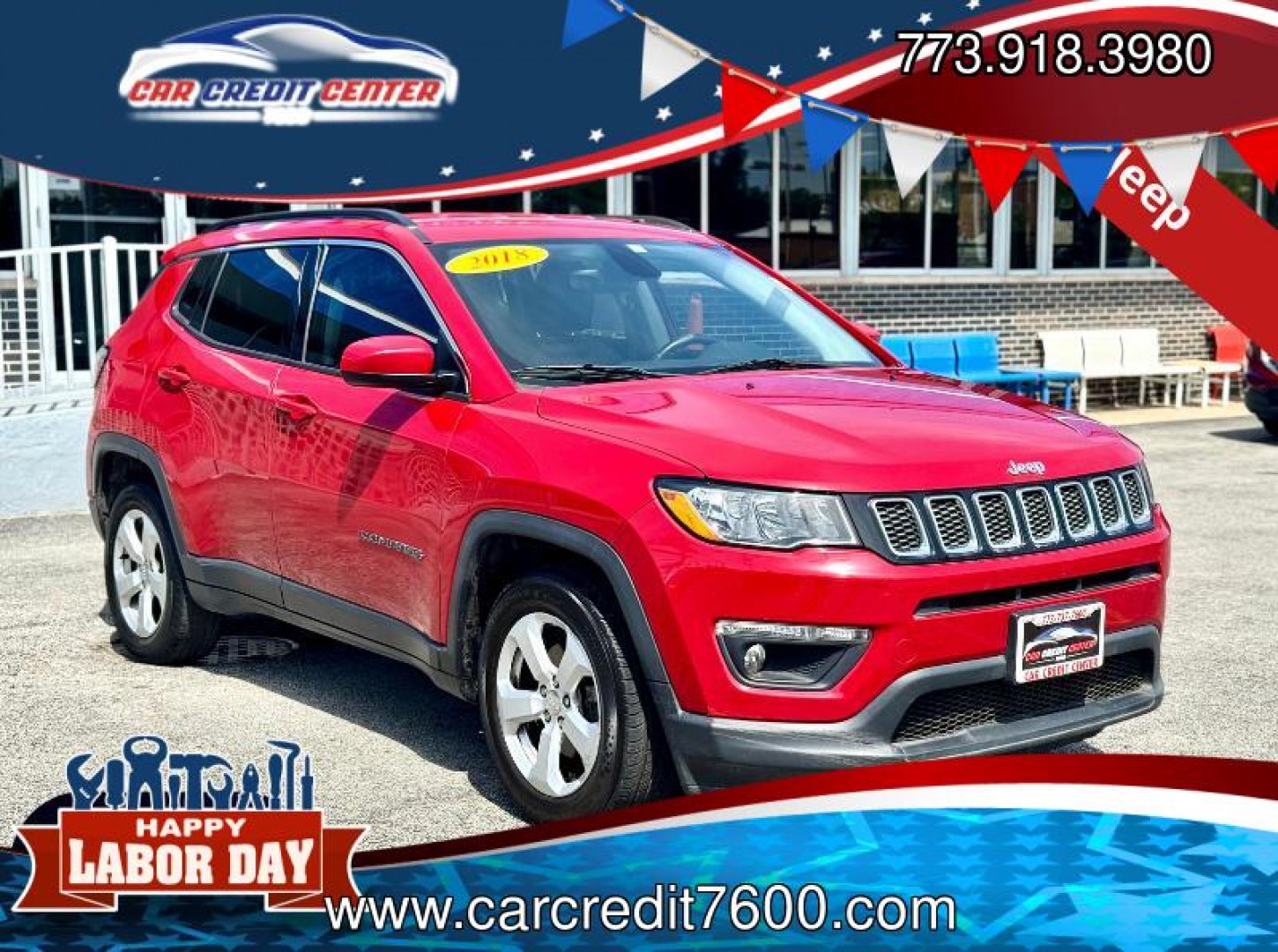 2018 RED Jeep Compass Sport FWD (3C4NJCBB7JT) with an 2.4L L4 DOHC 16V engine, located at 7600 S Western Ave., Chicago, IL, 60620, (773) 918-3980, 0.000000, 0.000000- Photo#0