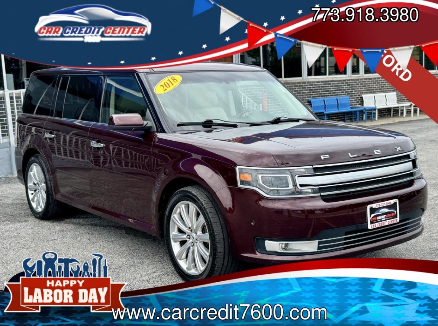 2018 BURGUND Ford Flex Limited AWD w/EcoBoost (2FMHK6DT0JB) with an 3.5L V6 DOHC 24V engine, 6A transmission, located at 7600 S Western Ave., Chicago, IL, 60620, (773) 918-3980, 0.000000, 0.000000- Photo#0