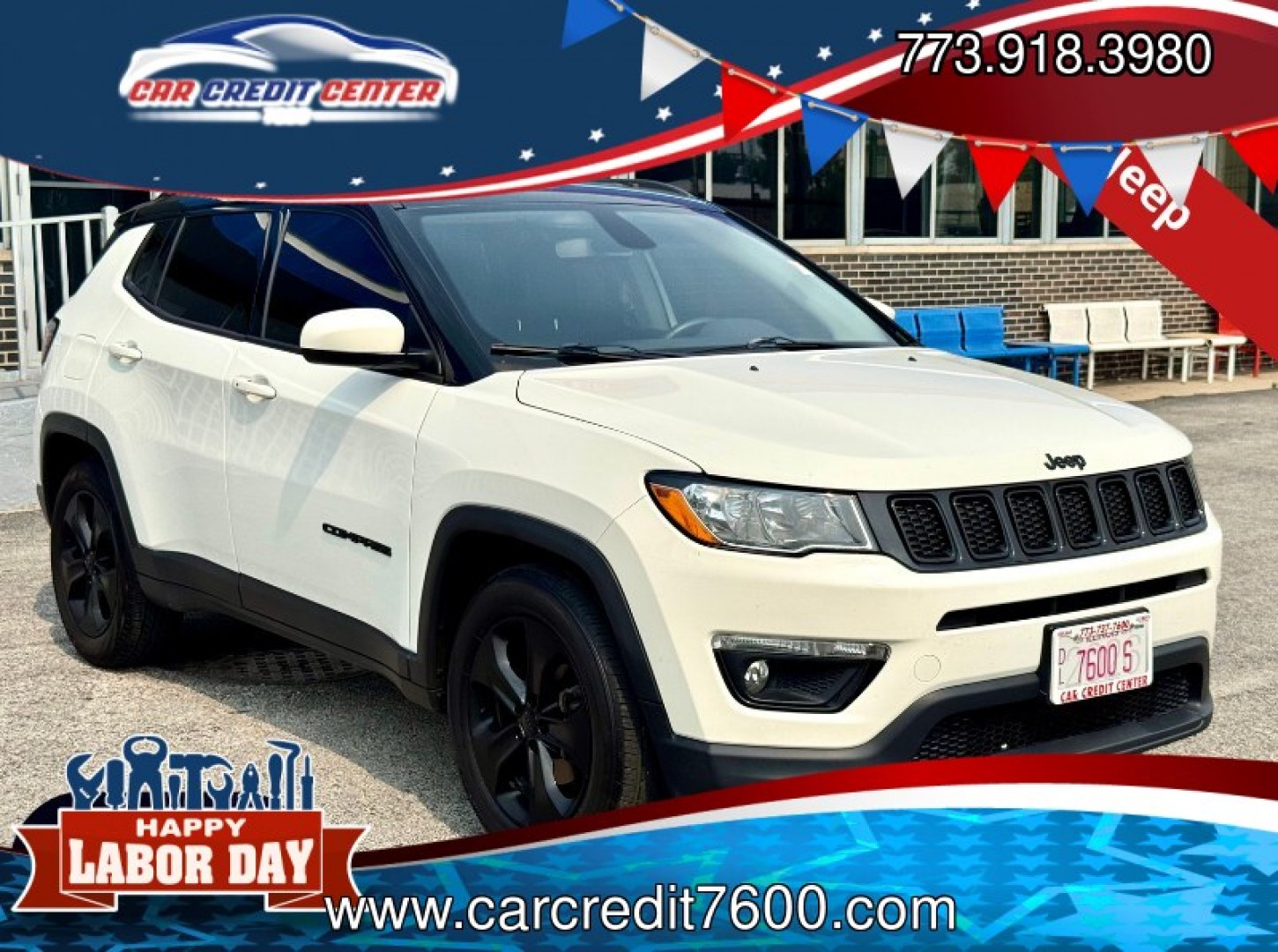2018 WHITE Jeep Compass Sport FWD (3C4NJCBB4JT) with an 2.4L L4 DOHC 16V engine, located at 7600 S Western Ave., Chicago, IL, 60620, (773) 918-3980, 0.000000, 0.000000- Photo#0