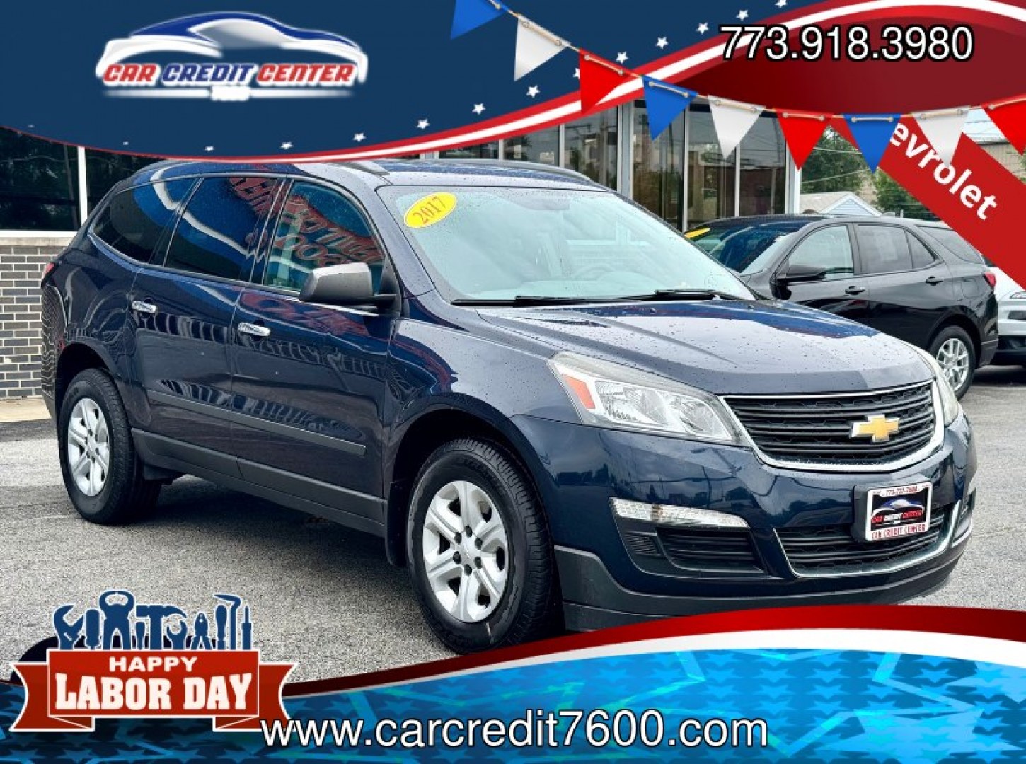 2017 BLUE Chevrolet Traverse LS FWD w/PDC (1GNKRFED1HJ) with an 3.6L V6 DOHC 24V engine, 6A transmission, located at 7600 S Western Ave., Chicago, IL, 60620, (773) 918-3980, 0.000000, 0.000000- Photo#0