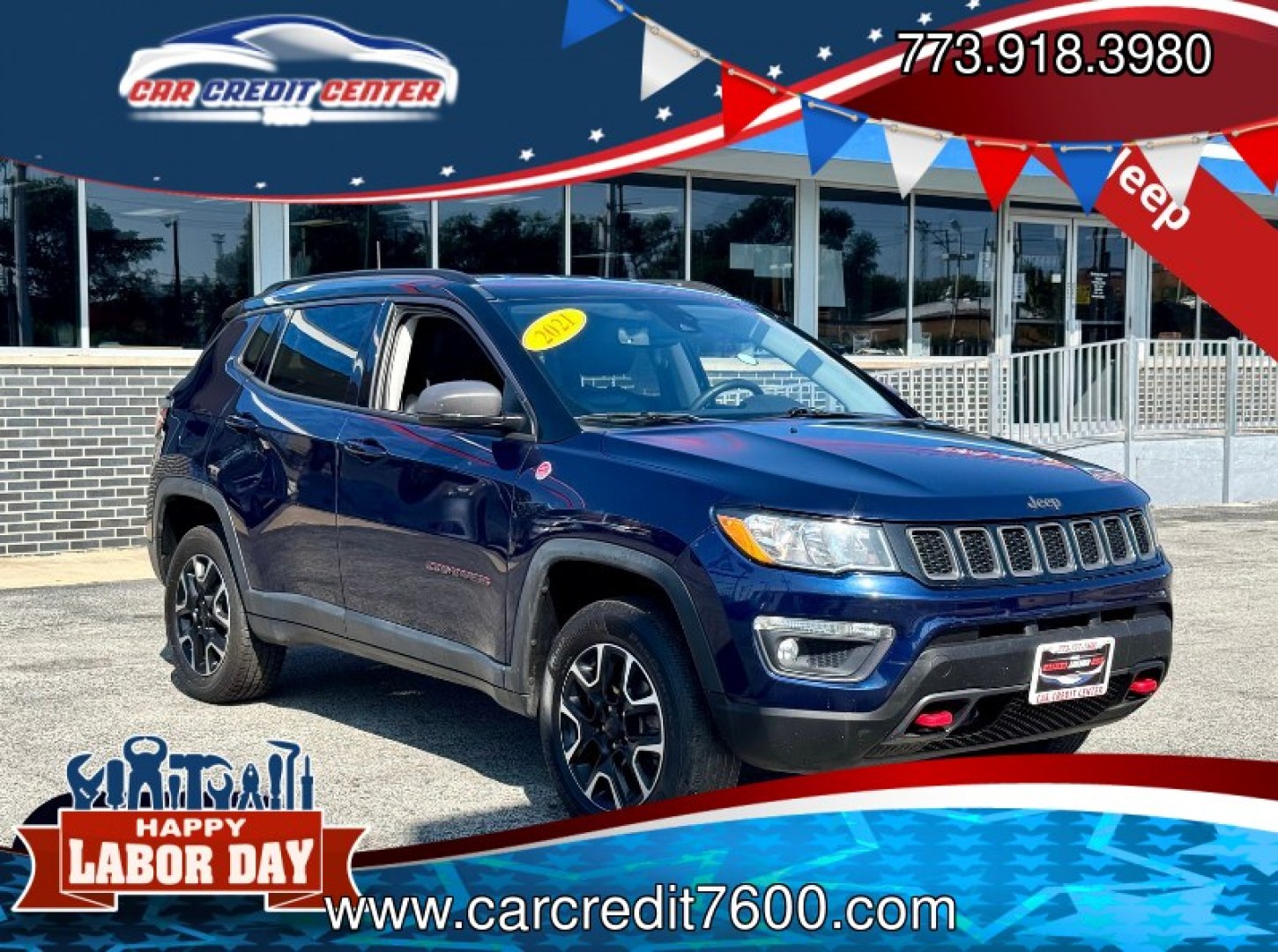 2021 BLUE Jeep Compass Trailhawk 4WD (3C4NJDDB7MT) with an 2.4L L4 DOHC 16V engine, 9A transmission, located at 7600 S Western Ave., Chicago, IL, 60620, (773) 918-3980, 0.000000, 0.000000- Photo#0
