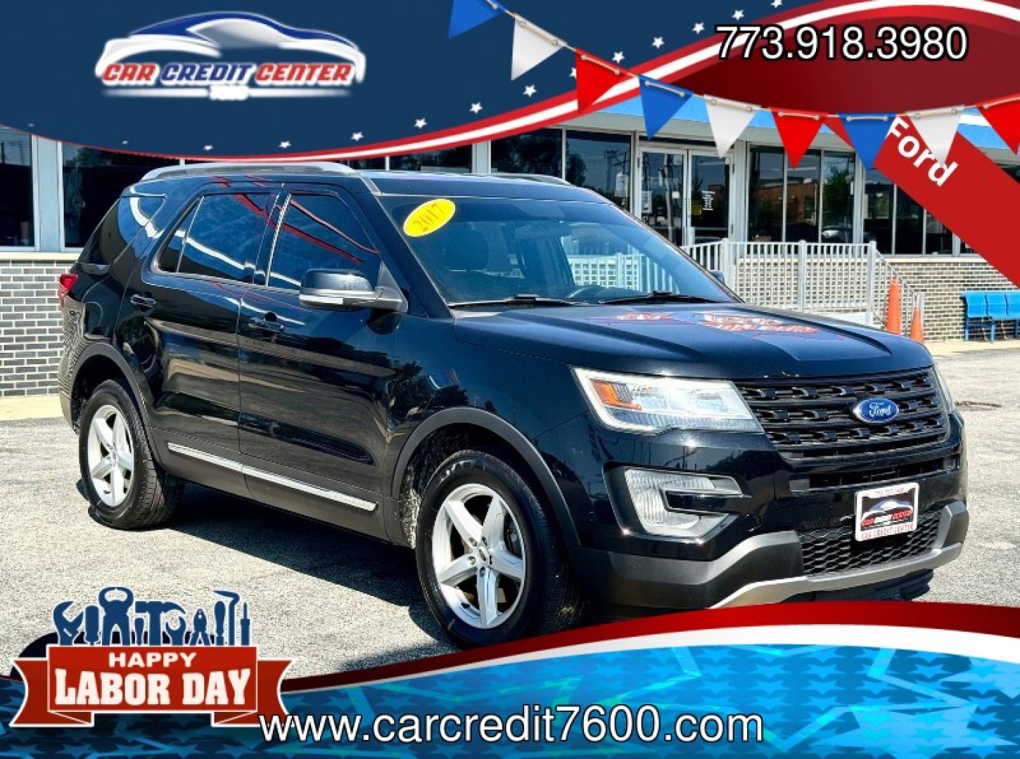 2017 BLACK Ford Explorer XLT 4WD (1FM5K8D87HG) with an 3.5L V6 DOHC 24V engine, 6A transmission, located at 7600 S Western Ave., Chicago, IL, 60620, (773) 918-3980, 0.000000, 0.000000- Photo#0