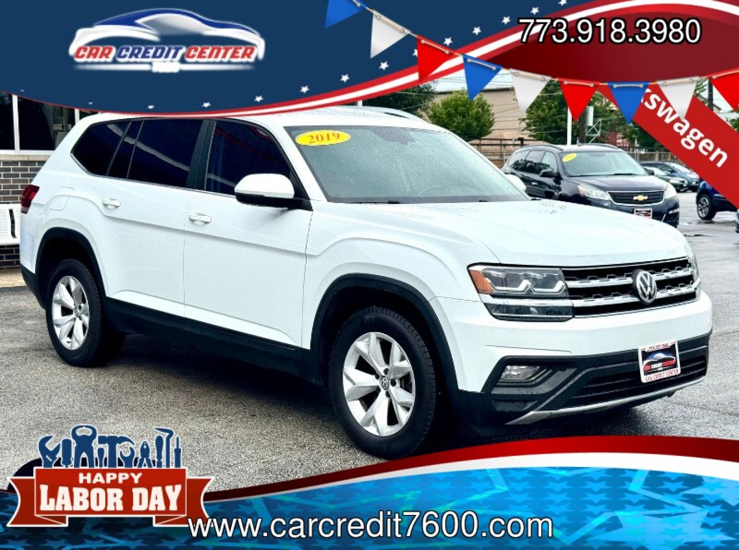 2019 WHITE Volkswagen Atlas V6 SE w/Technology (1V2DR2CA3KC) with an 3.6L V6 DOHC 24V engine, 8A transmission, located at 7600 S Western Ave., Chicago, IL, 60620, (773) 918-3980, 0.000000, 0.000000- Photo#0