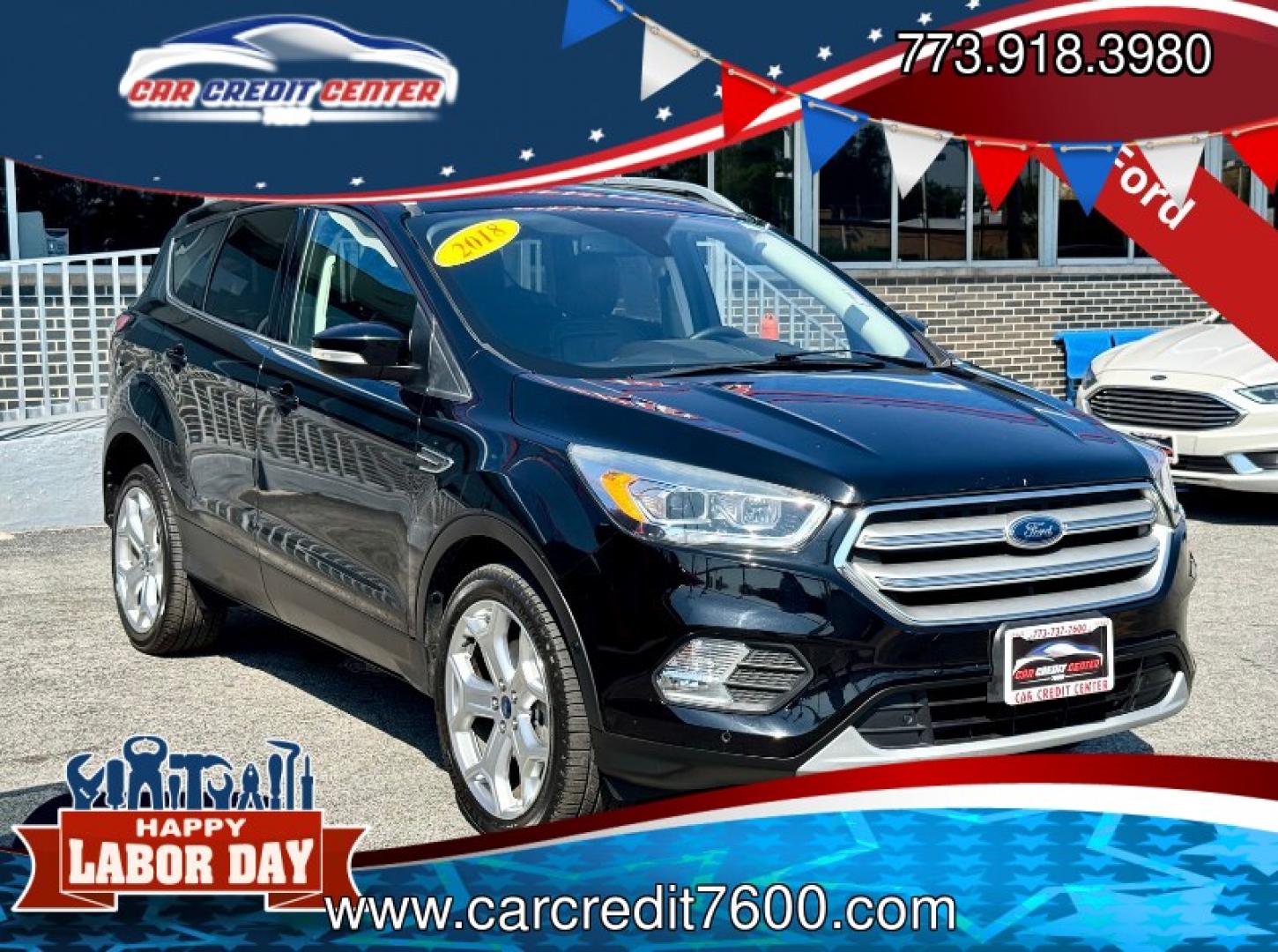 2018 BLACK Ford Escape Titanium FWD (1FMCU0J96JU) with an 2.0L L4 DOHC 16V engine, 6A transmission, located at 7600 S Western Ave., Chicago, IL, 60620, (773) 918-3980, 0.000000, 0.000000- Photo#0